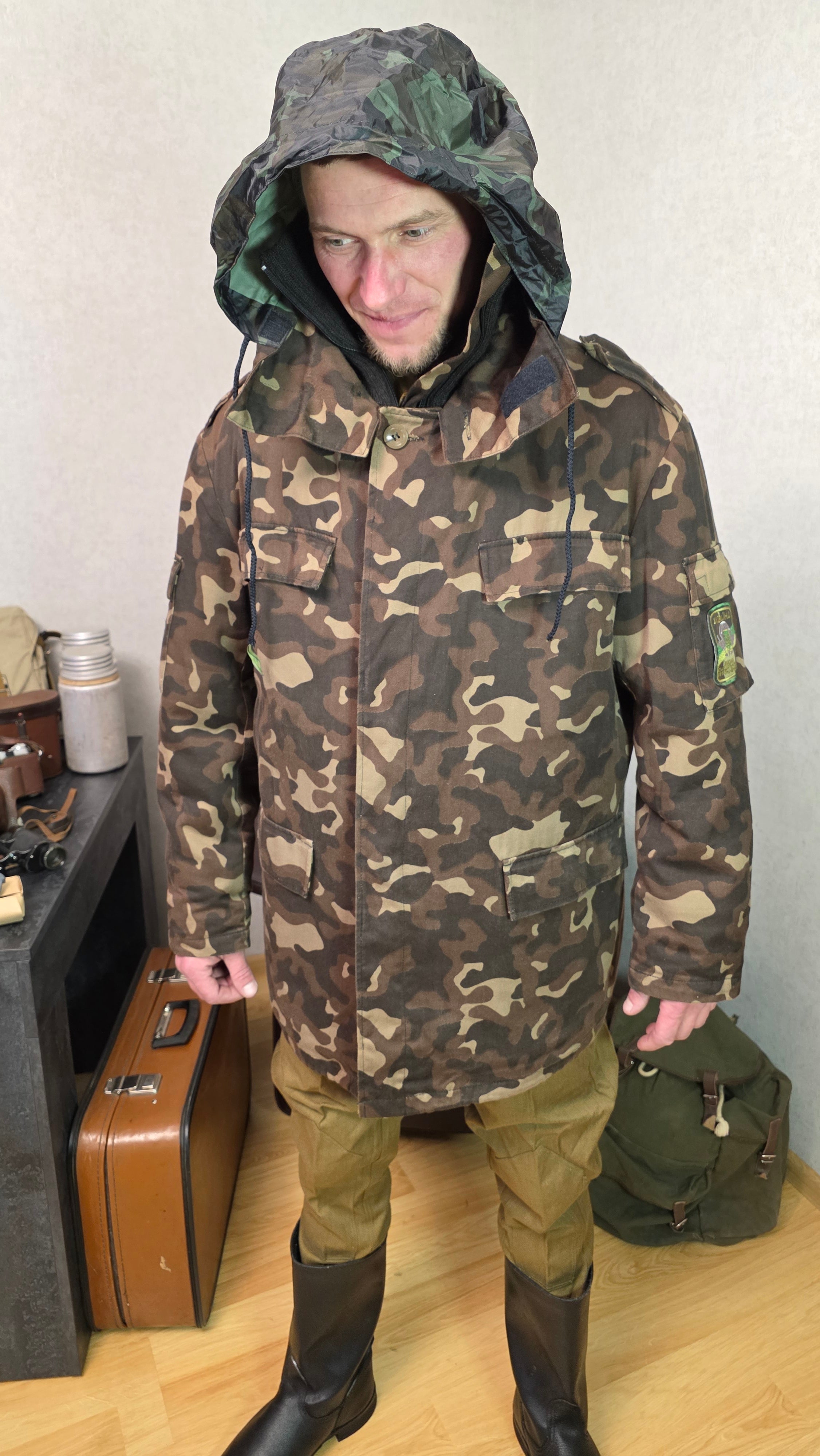 Vintage Dubok Winter Bushlat Jacket VSR-84 Camo Cold Weather Coat