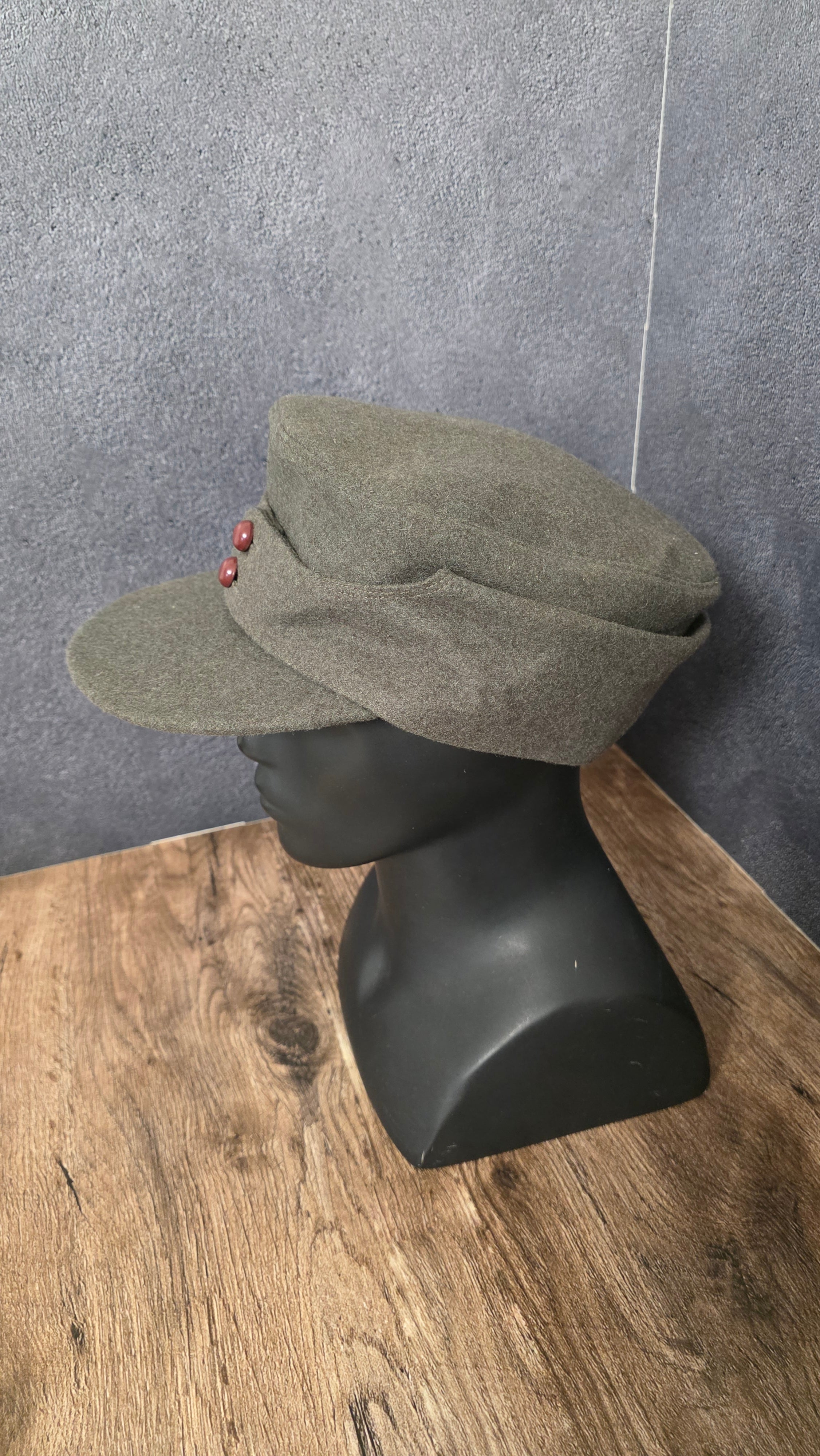 Vintage East German Khaki Wool Cap GDR Rare Collector Heritage Hat