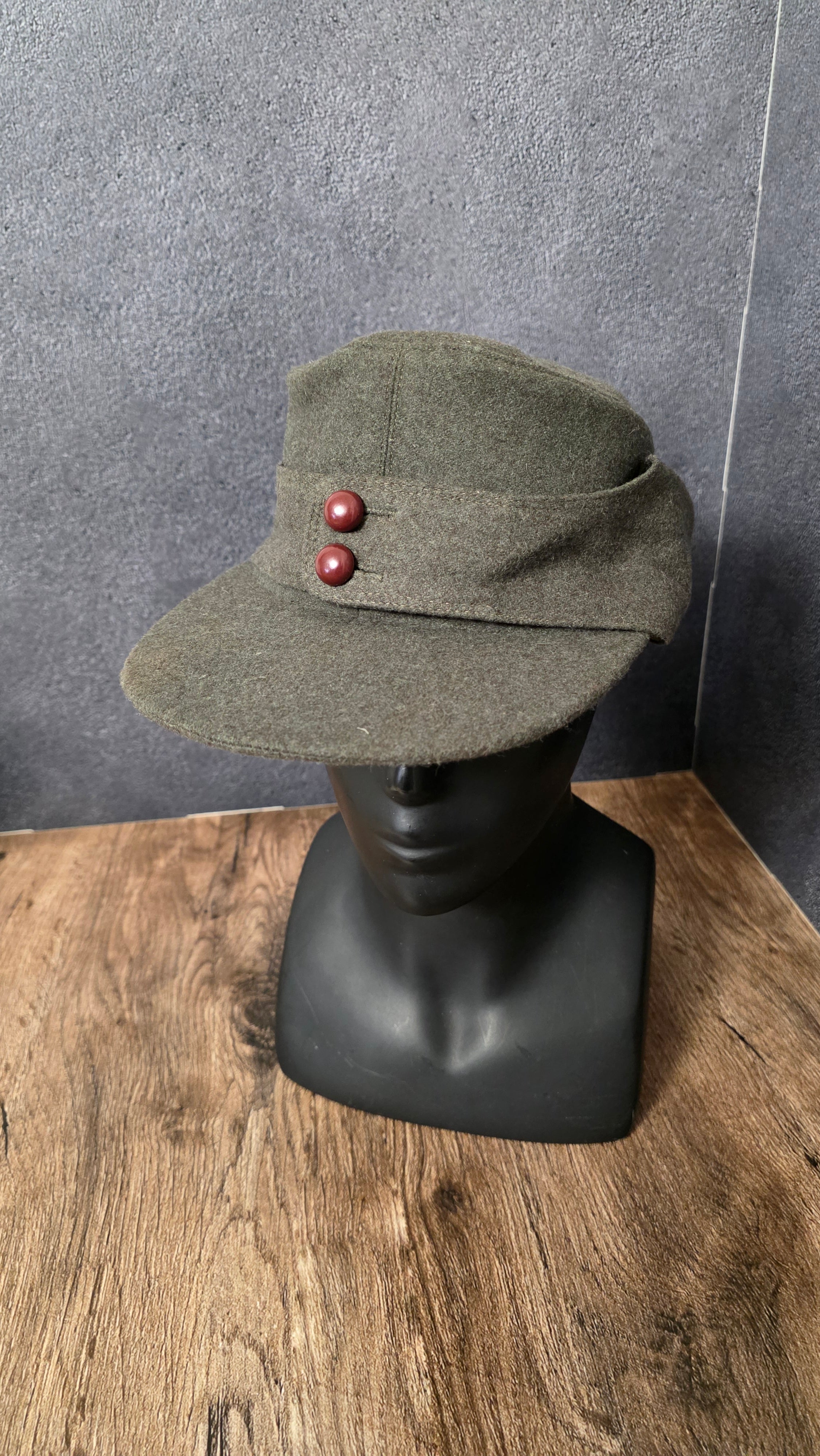Vintage East German Khaki Wool Cap GDR Rare Collector Heritage Hat