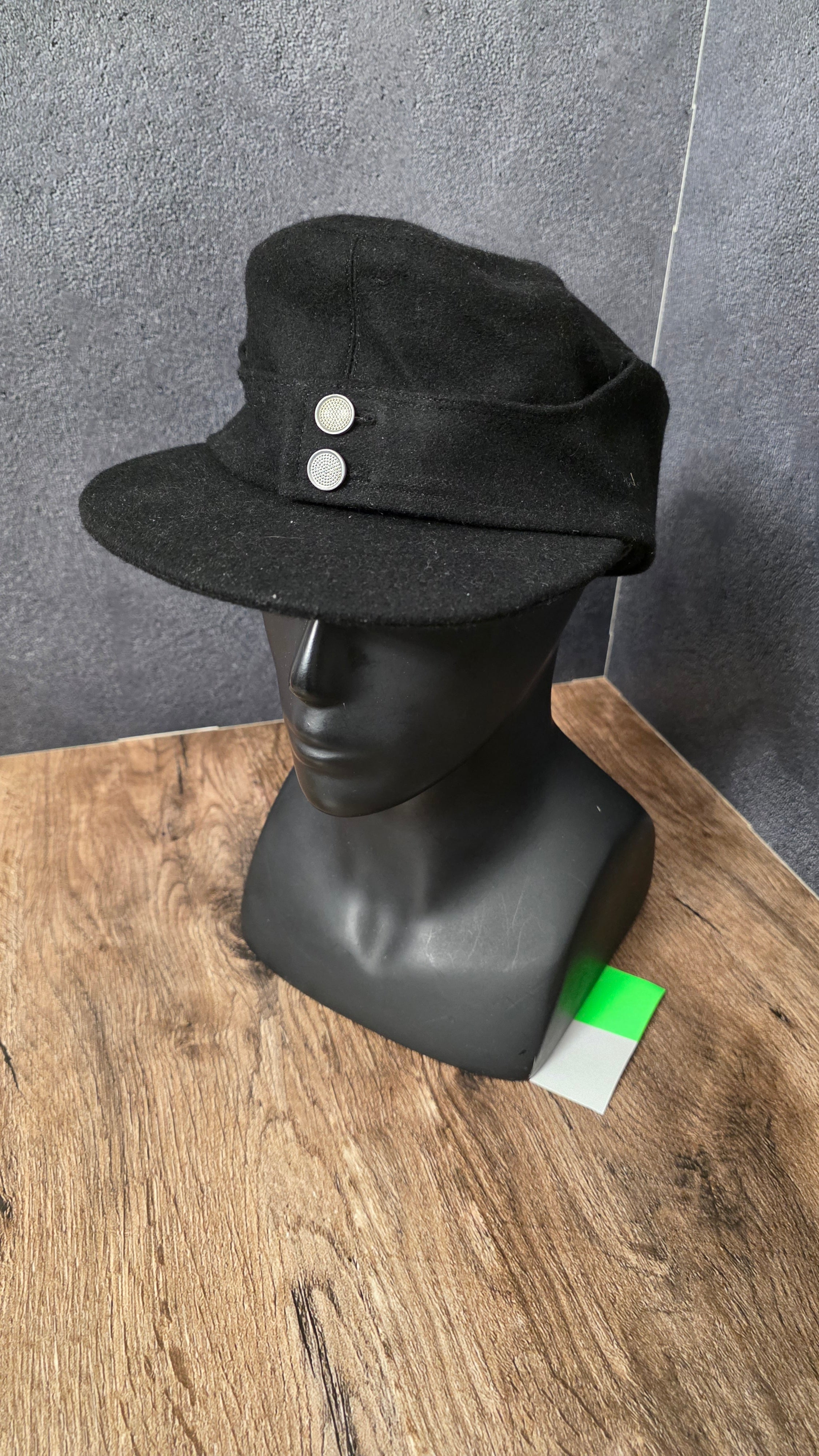 Vintage German Black Kepi Style Field Cap Classic European Uniform Hat