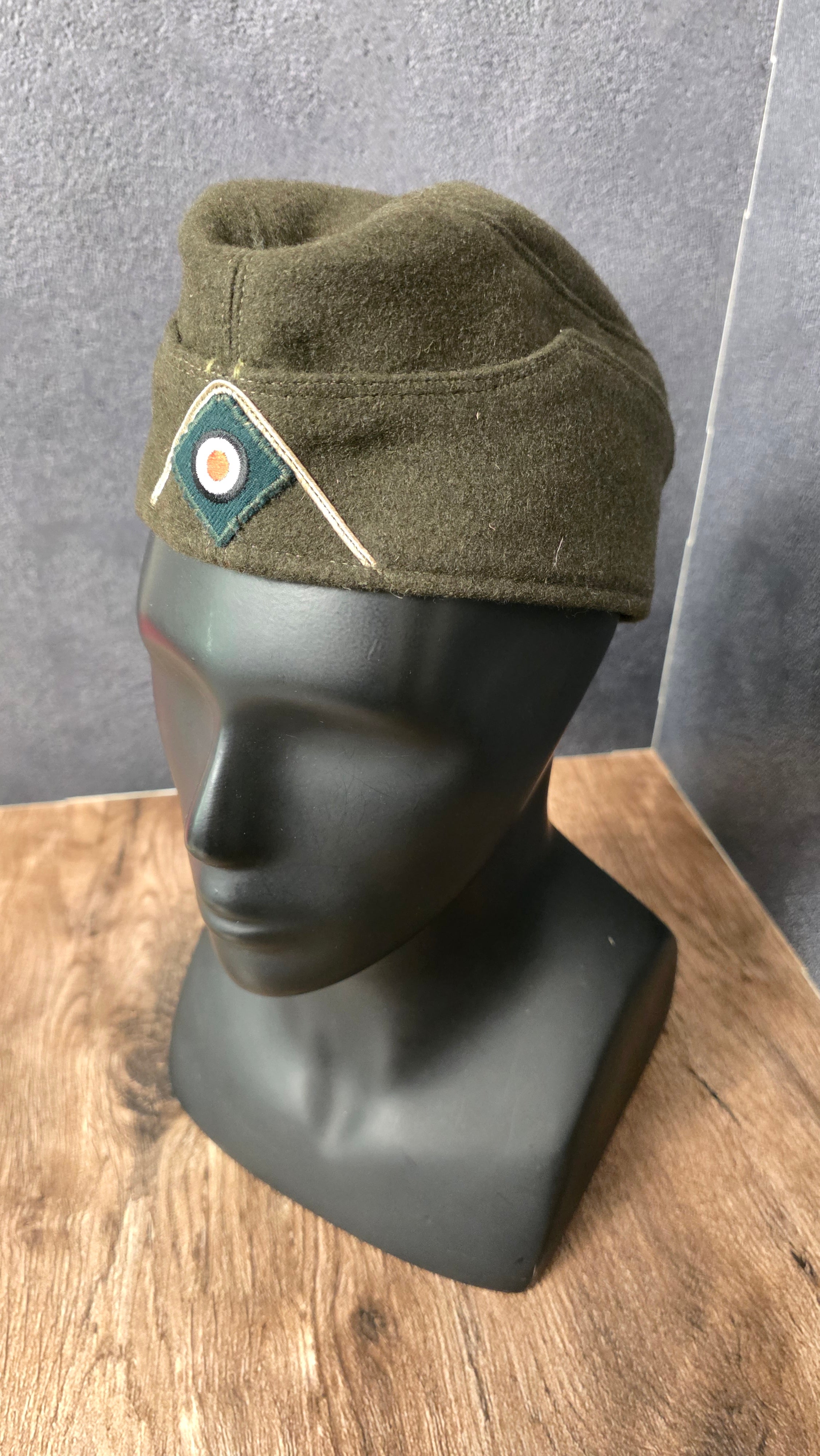 Vintage German Field Side Cap Olive Green European Uniform Style Hat №1