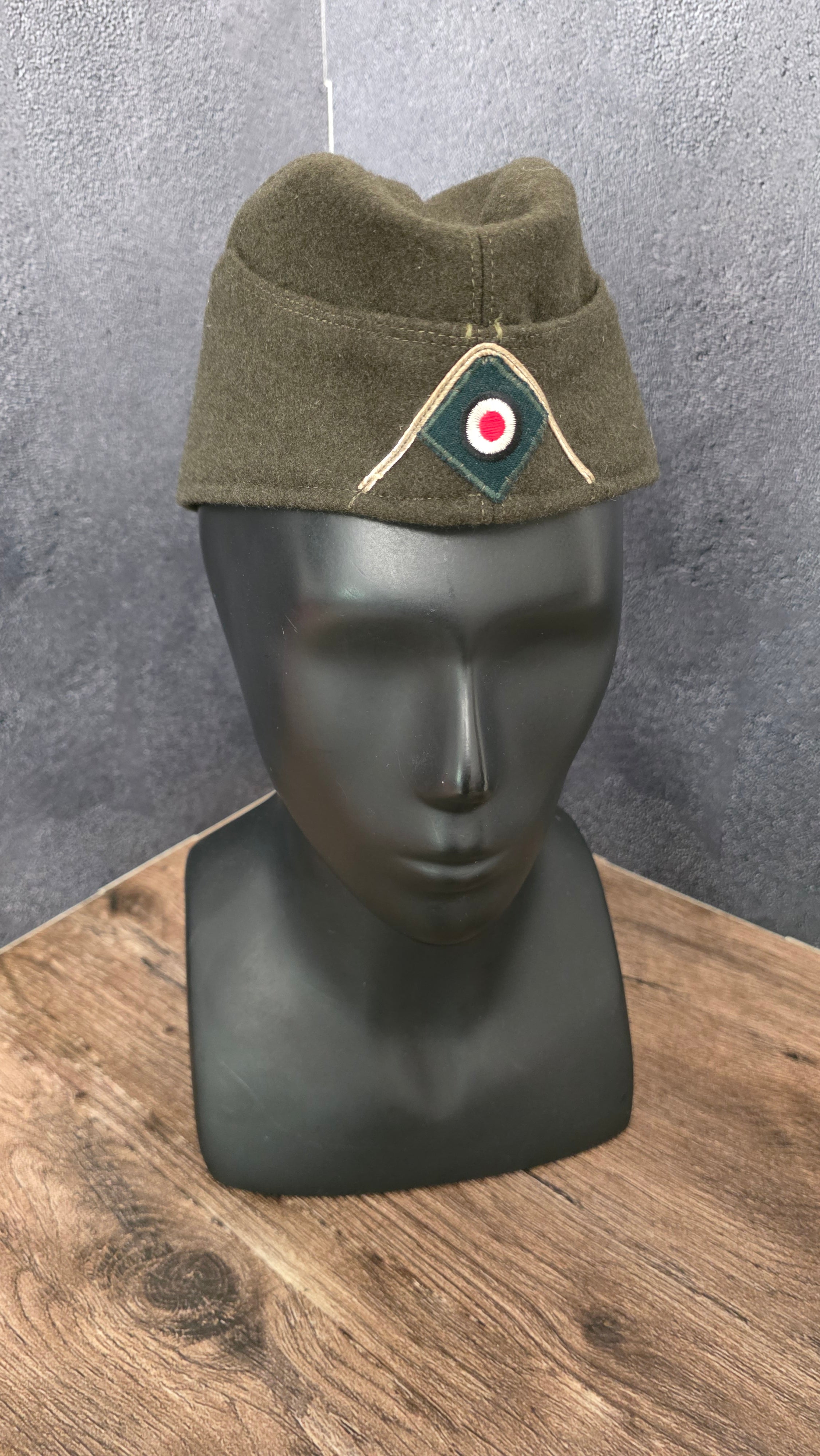 Vintage German Field Side Cap Olive Green European Uniform Style Hat №1