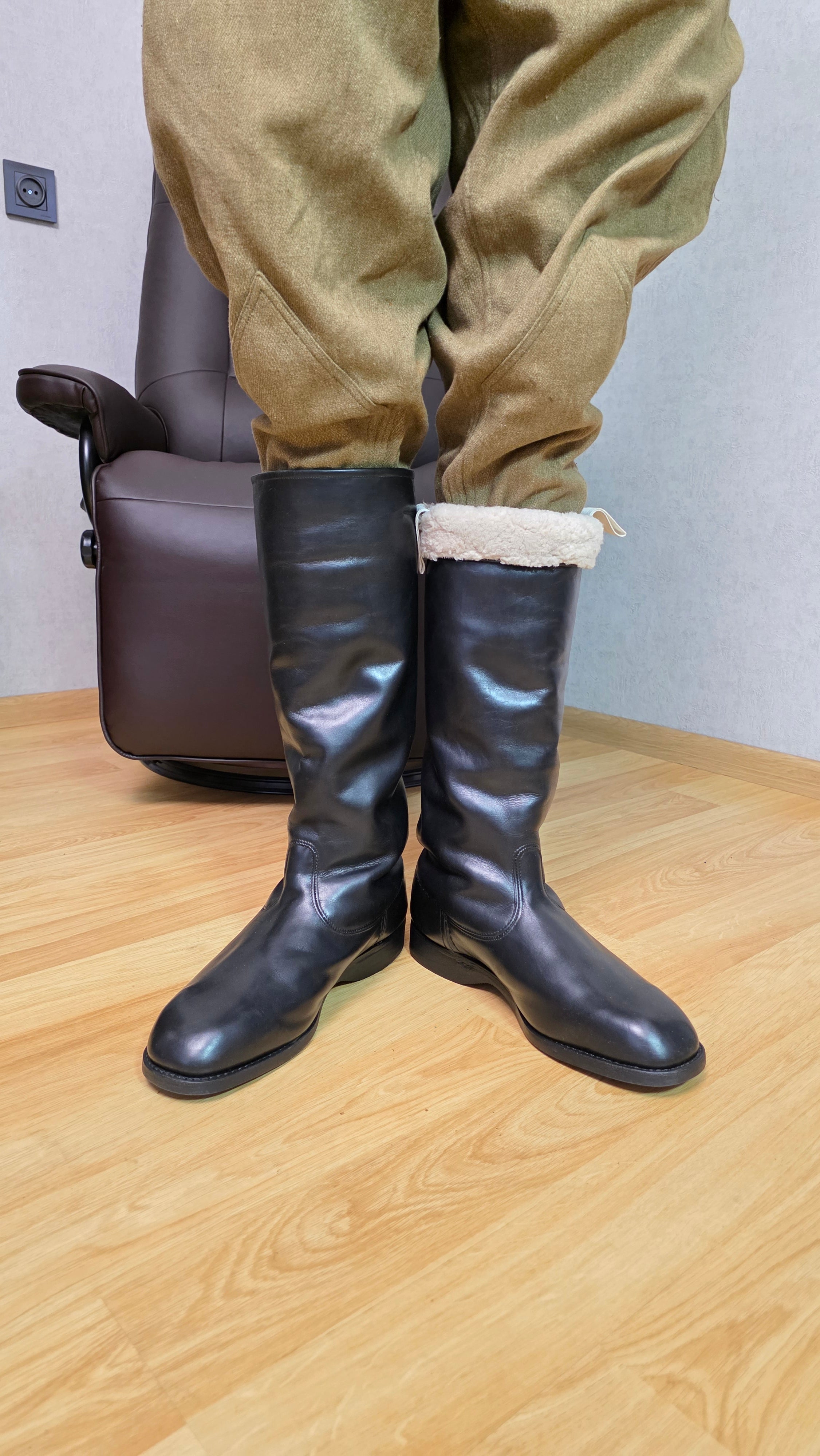 Vintage German Winter Officer Boots NVA DDR Leather Fur Lined Boots - Legend Returns Vintage