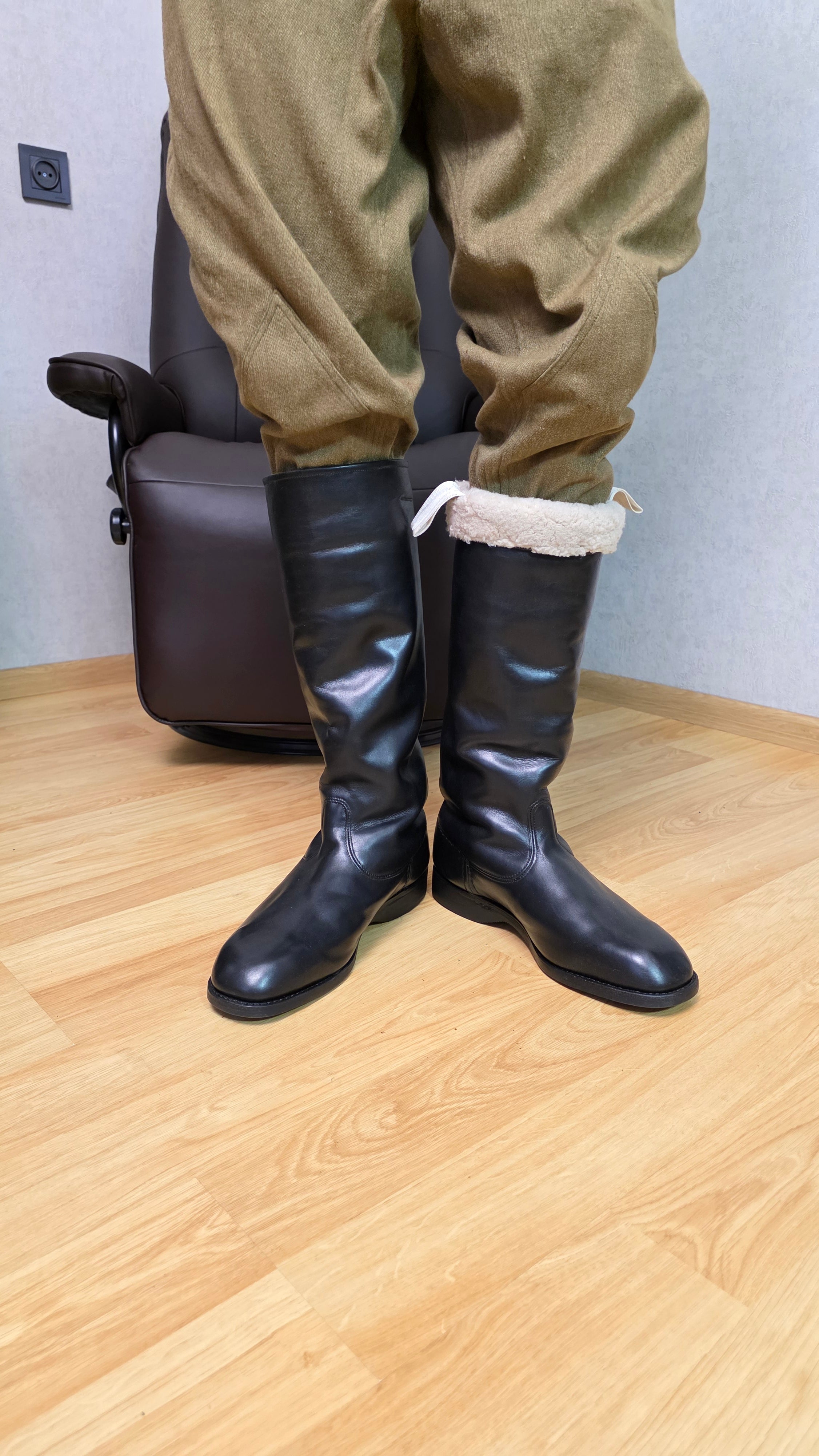 Vintage German Winter Officer Boots NVA DDR Leather Fur Lined Boots - Legend Returns Vintage