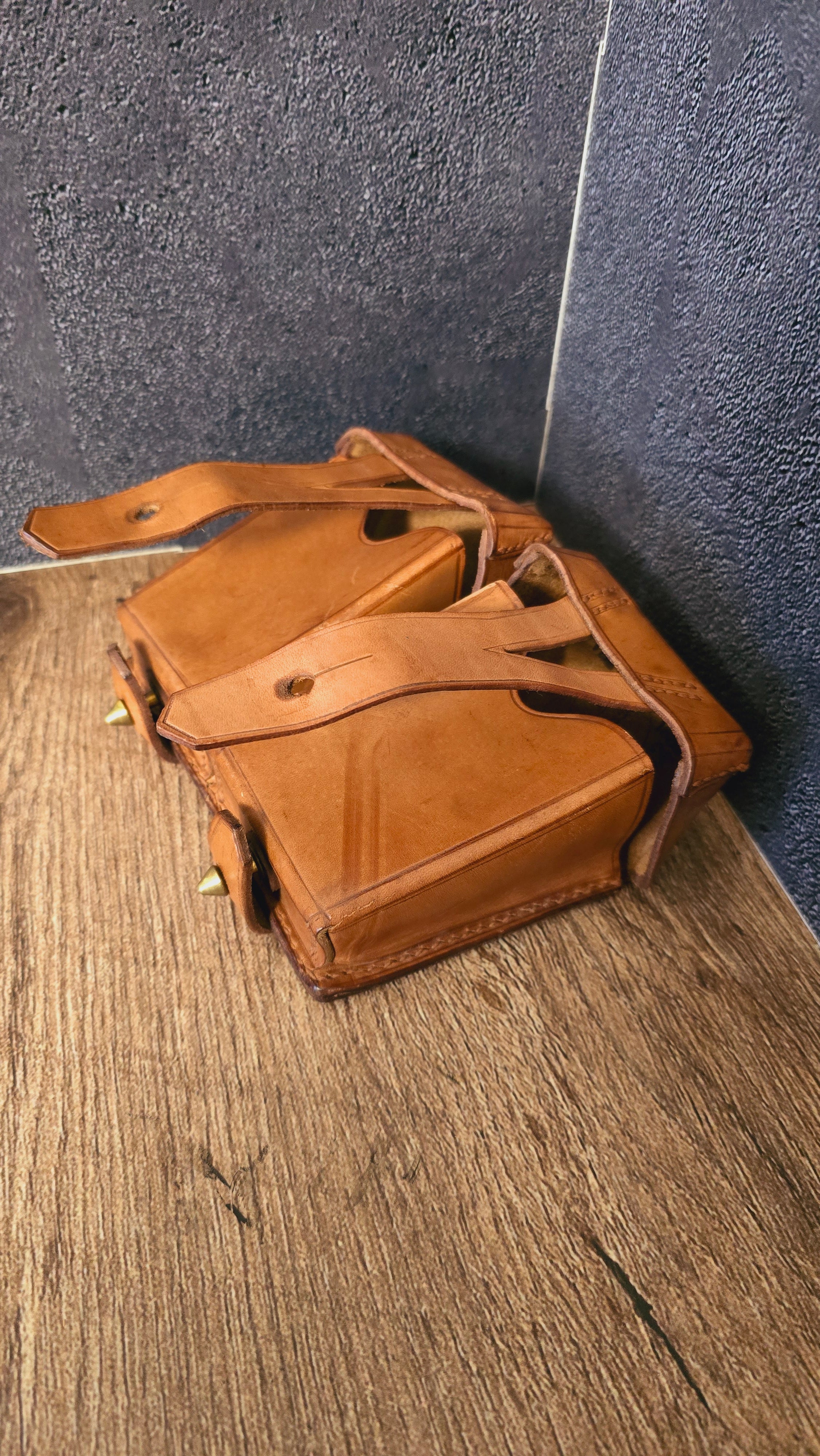 Vintage Leather Clip Pouch GDR Brown Belt Pouch Soviet Style Collectible