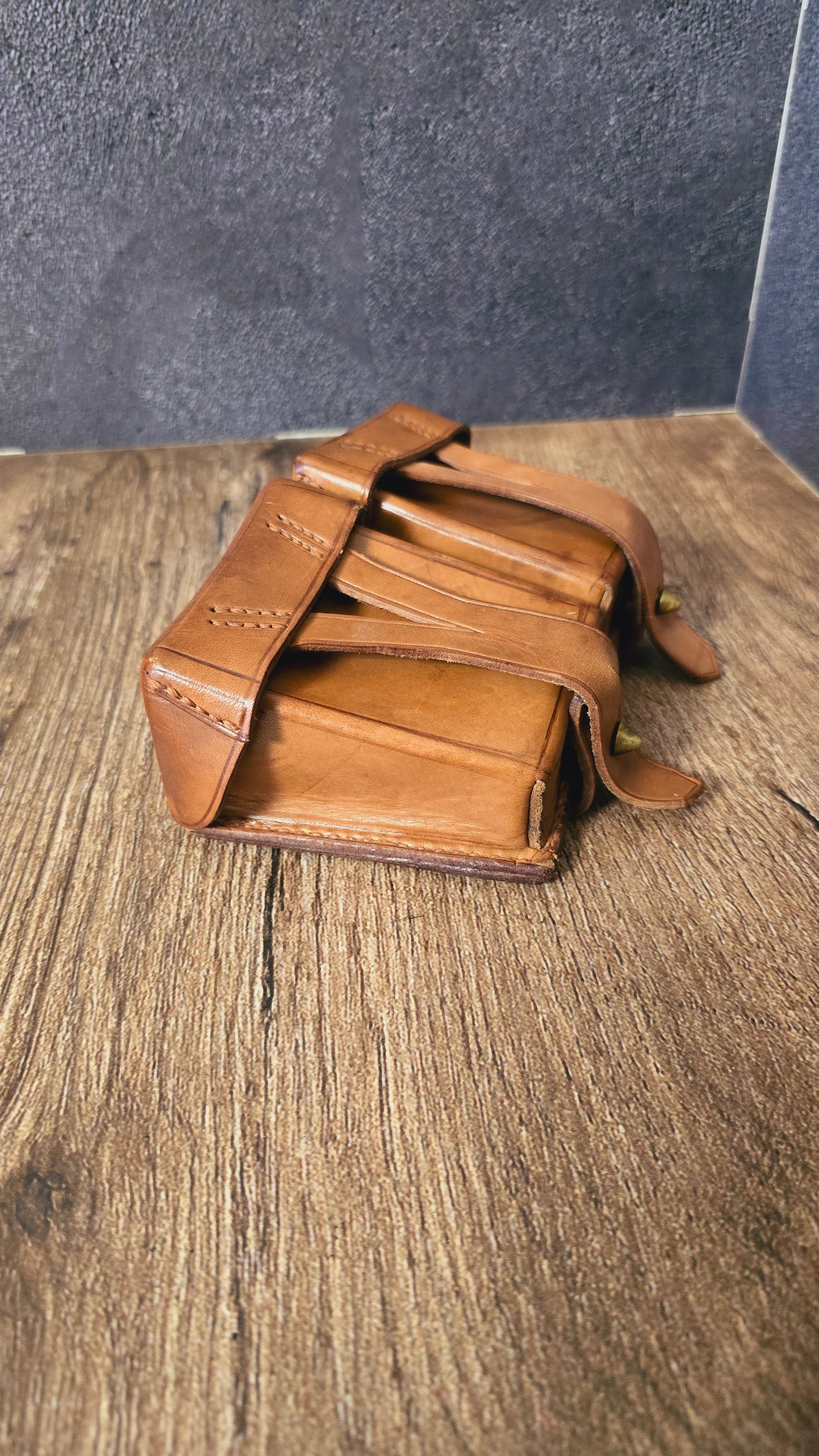 Vintage Leather Clip Pouch GDR Brown Belt Pouch Soviet Style Collectible