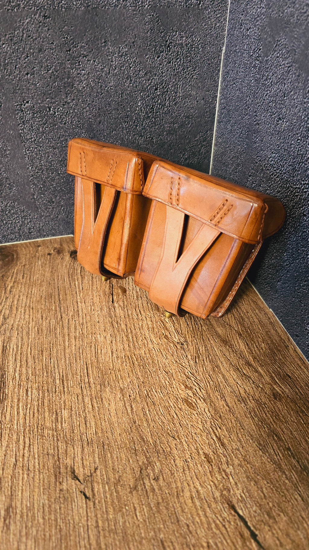 Vintage Leather Clip Pouch GDR Brown Belt Pouch Soviet Style Collectible