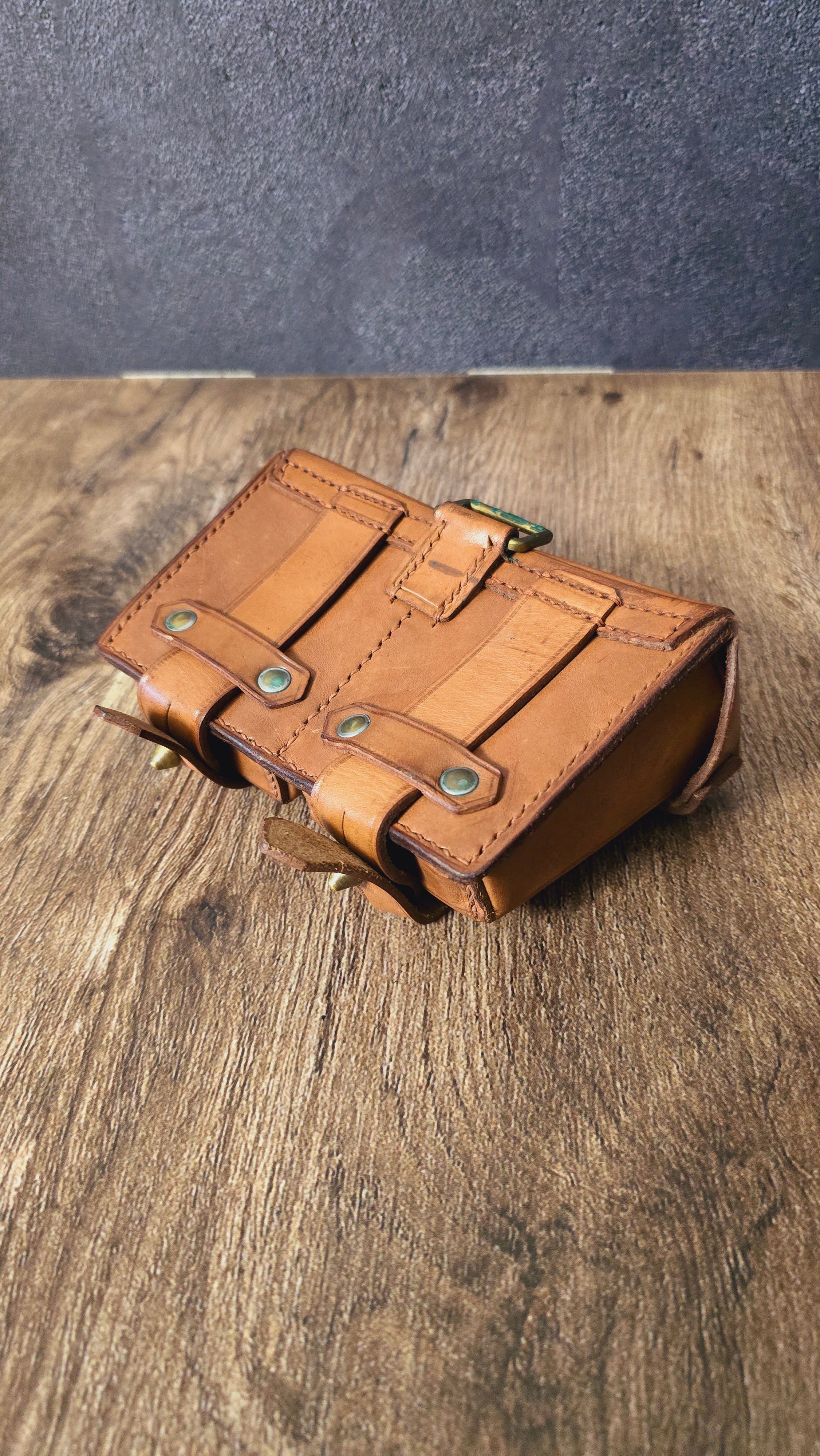 Vintage Leather Clip Pouch GDR Brown Belt Pouch Soviet Style Collectible