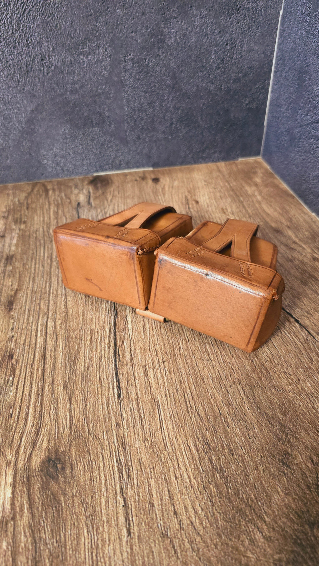 Vintage Leather Clip Pouch GDR Brown Belt Pouch Soviet Style Collectible