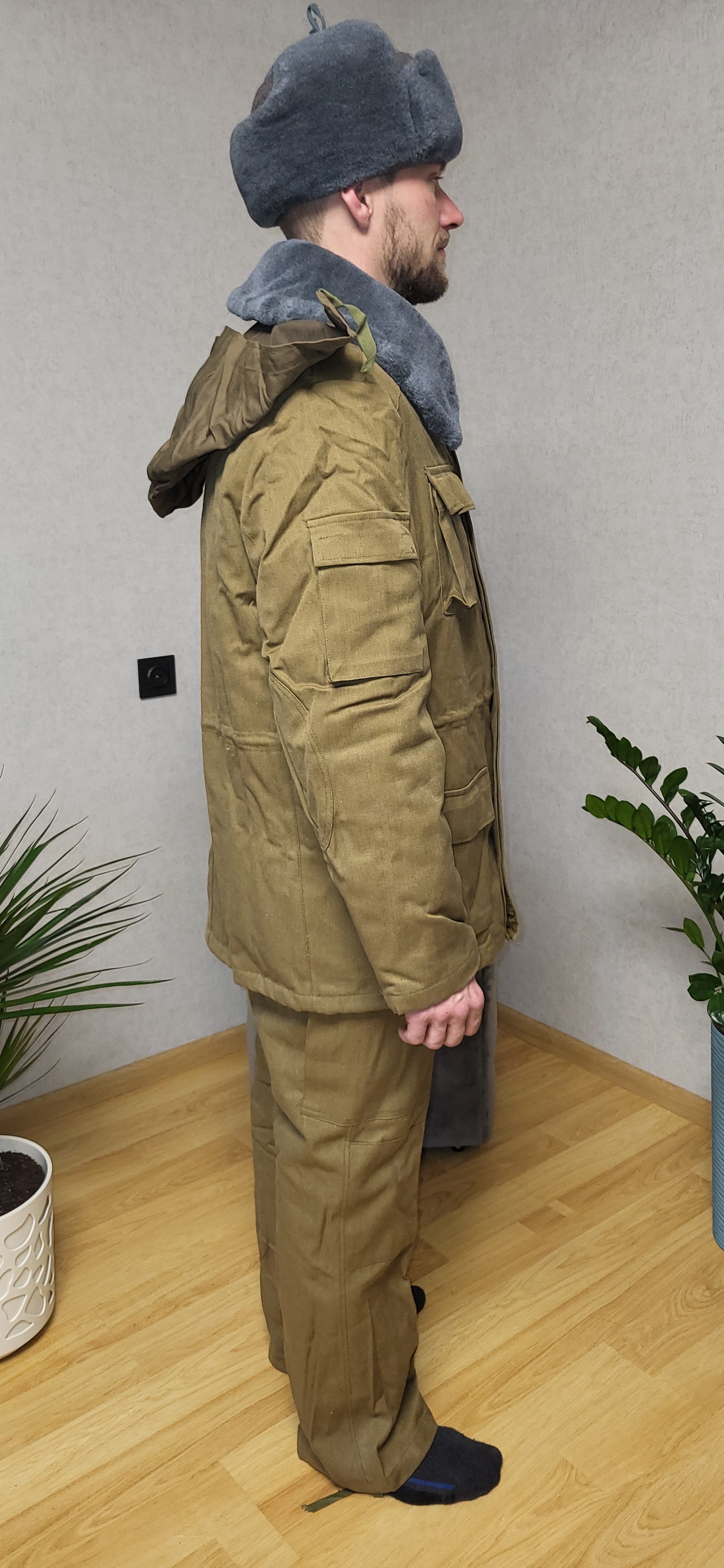 Vintage Soviet Afghanka Winter Uniform Set USSR Sand Color Jacket Pants Ushanka