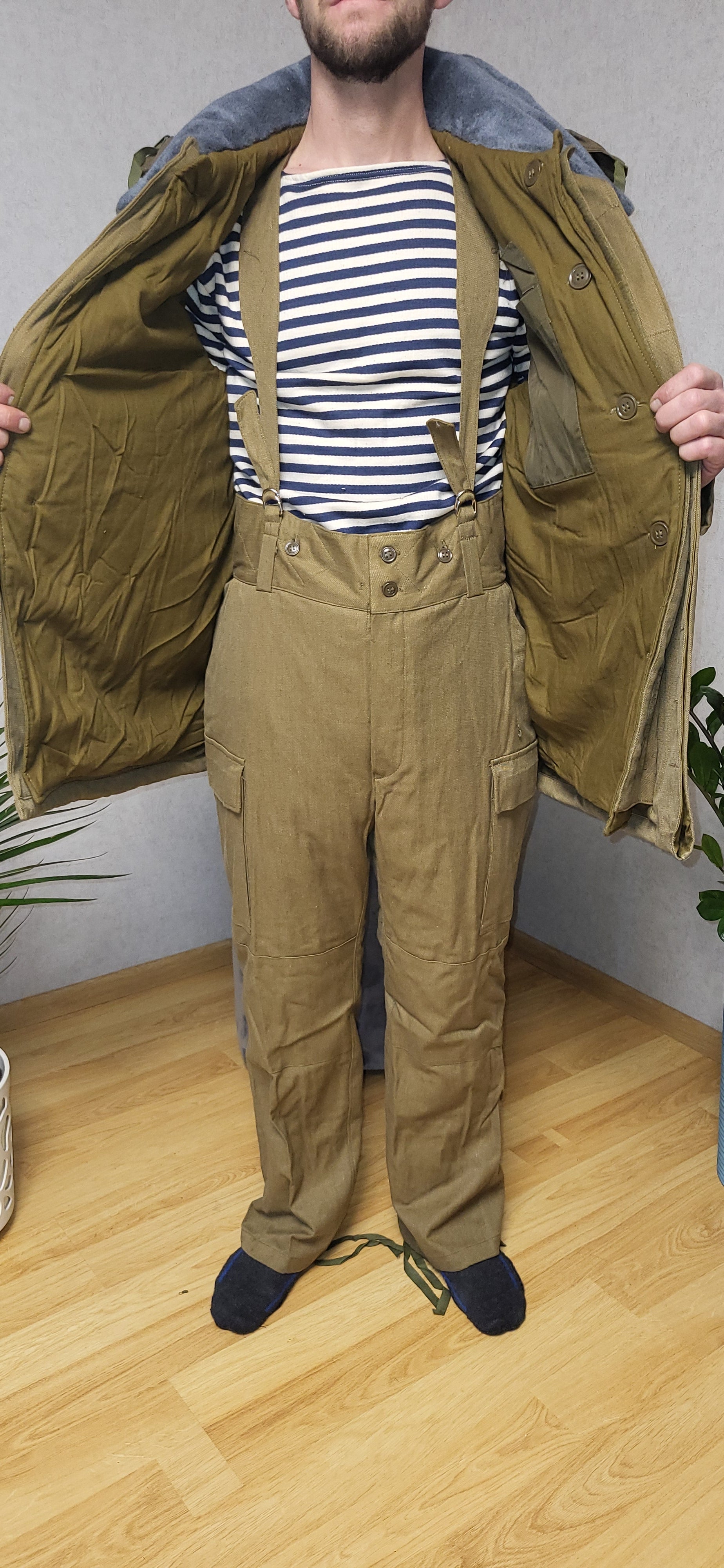 Vintage Soviet Afghanka Winter Uniform Set USSR Sand Color Jacket Pants Ushanka
