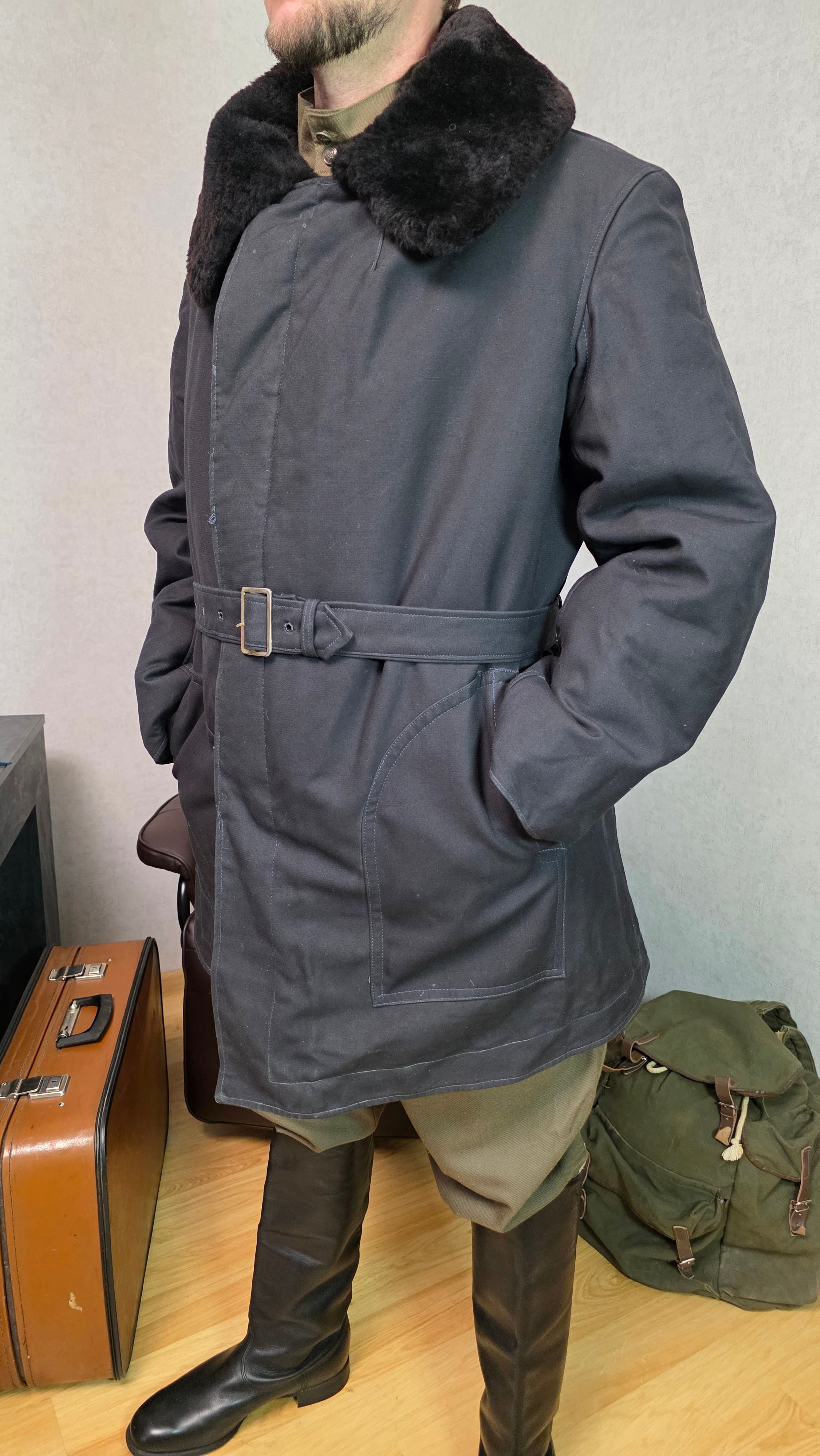 Vintage Soviet Air Force Winter Technical Jacket USSR Cold Weather Bushlat