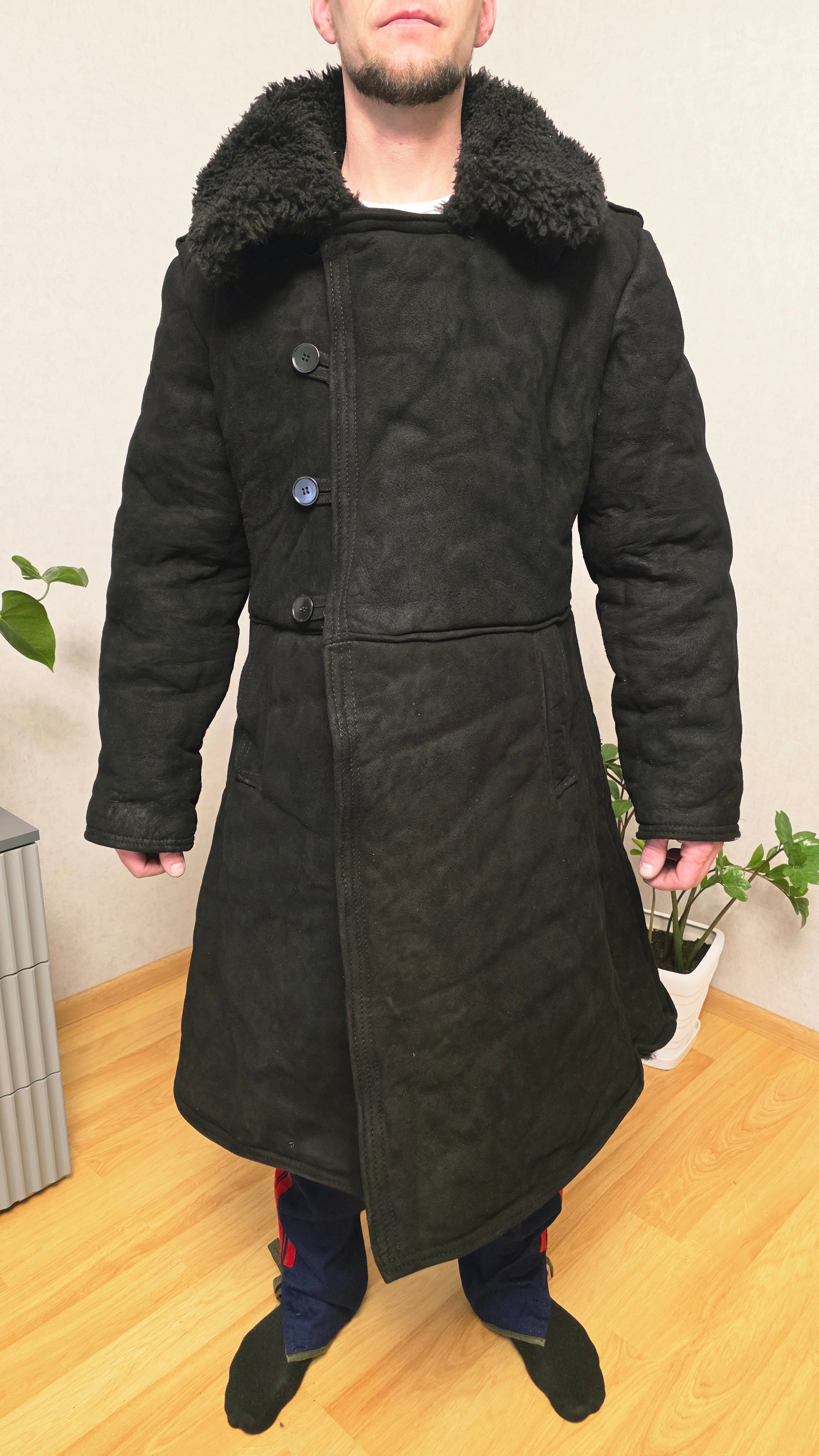 Vintage Soviet Bekesha Sheepskin Fur Coat Black Winter Heritage Coat USSR