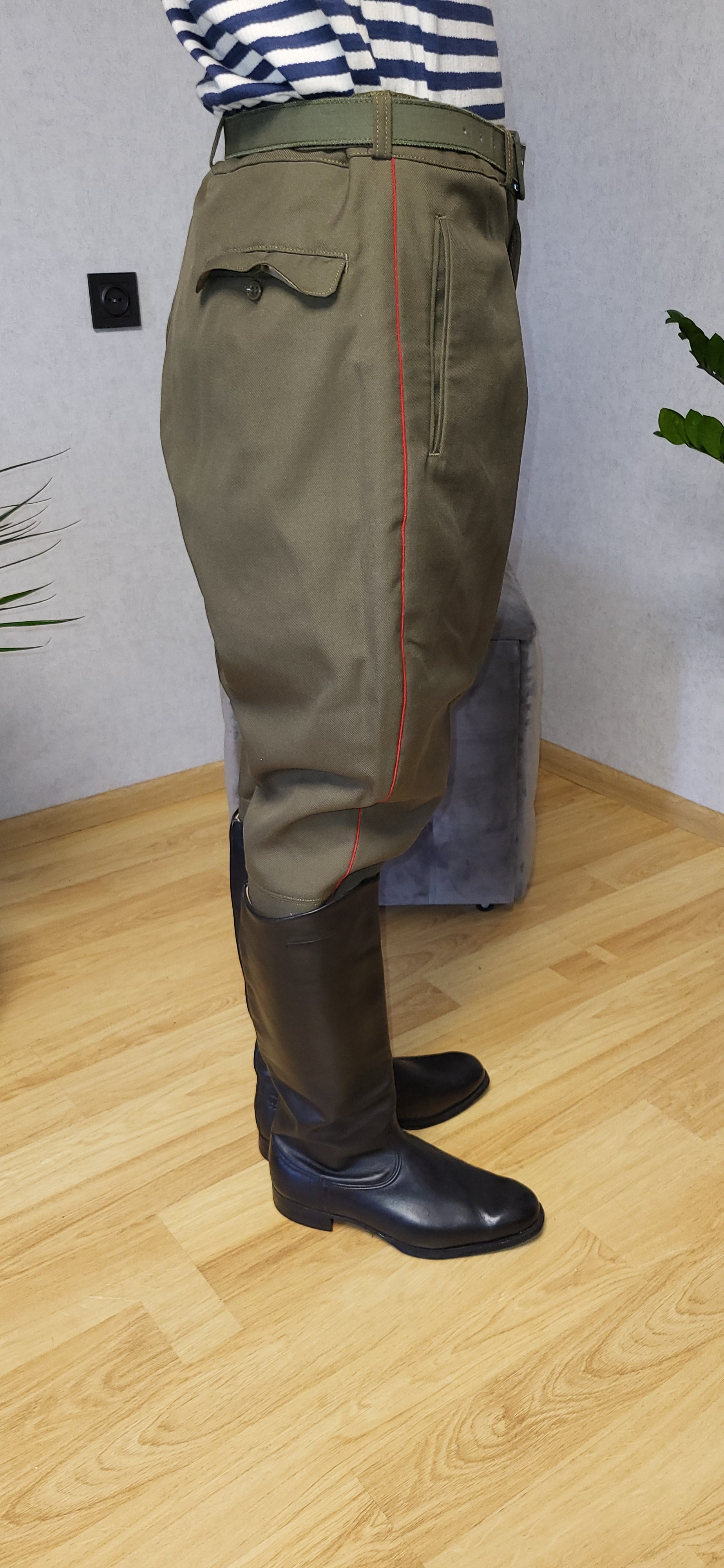 Vintage Soviet Breeches Khaki Wool Blend USSR Uniform Style Trousers