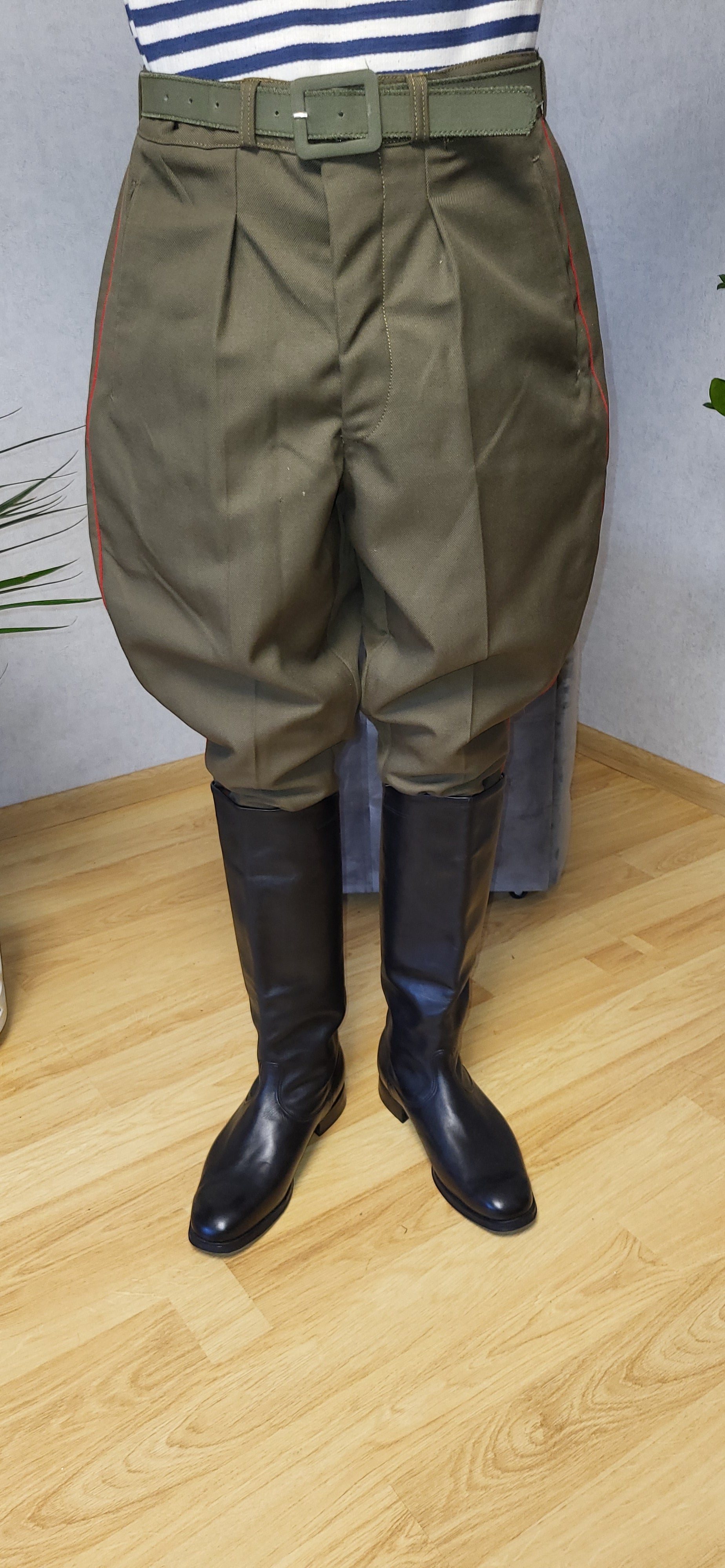 Vintage Soviet Breeches Khaki Wool Blend USSR Uniform Style Trousers