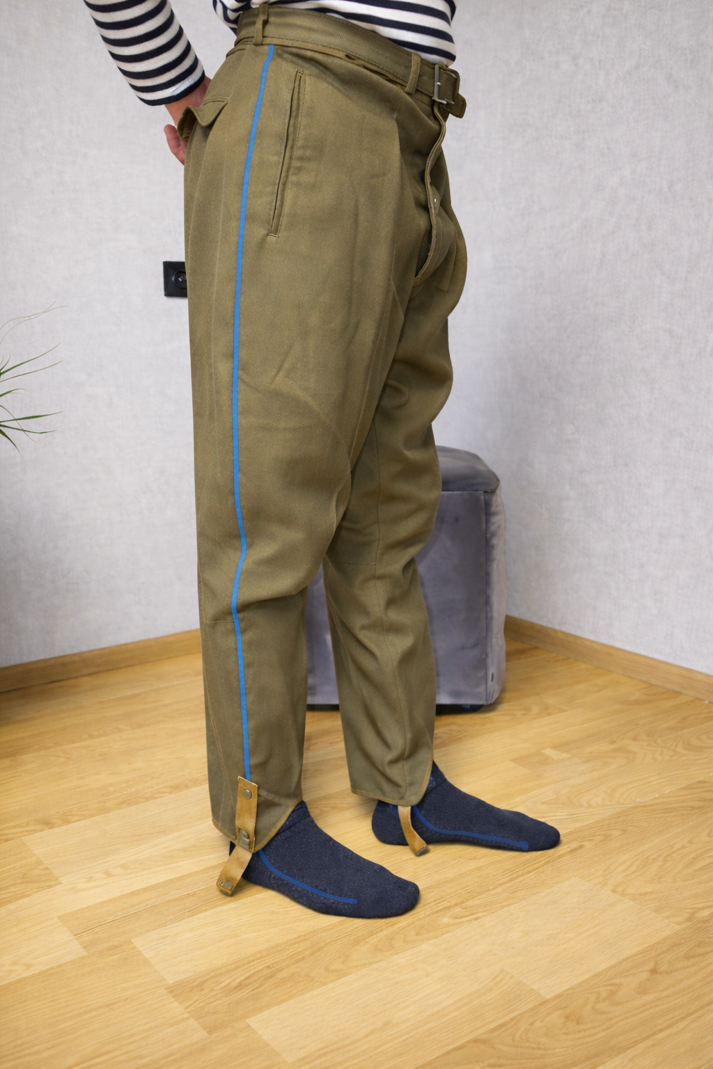 Vintage Soviet Breeches Khaki Wool Blend USSR Uniform Style Trousers