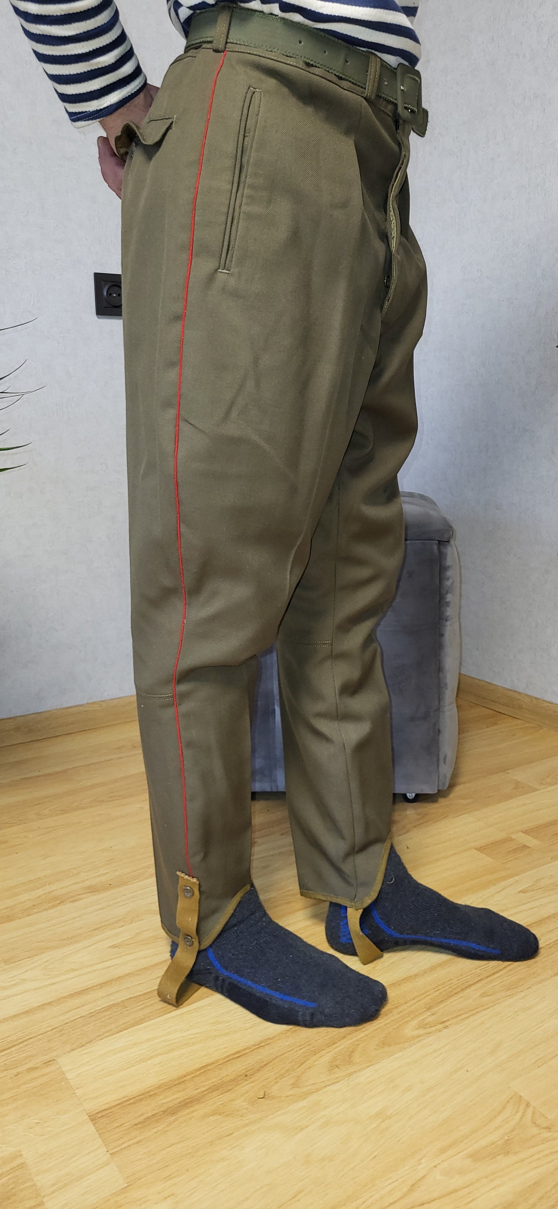 Vintage Soviet Breeches Khaki Wool Blend USSR Uniform Style Trousers