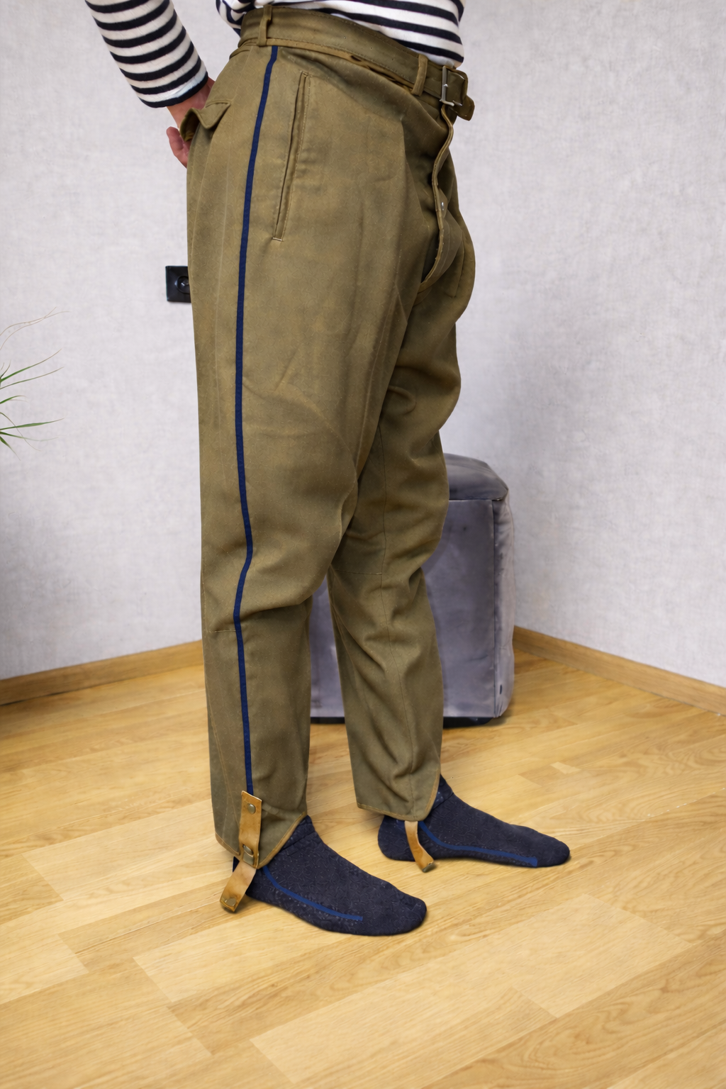 Vintage Soviet Breeches Khaki Wool Blend USSR Uniform Style Trousers