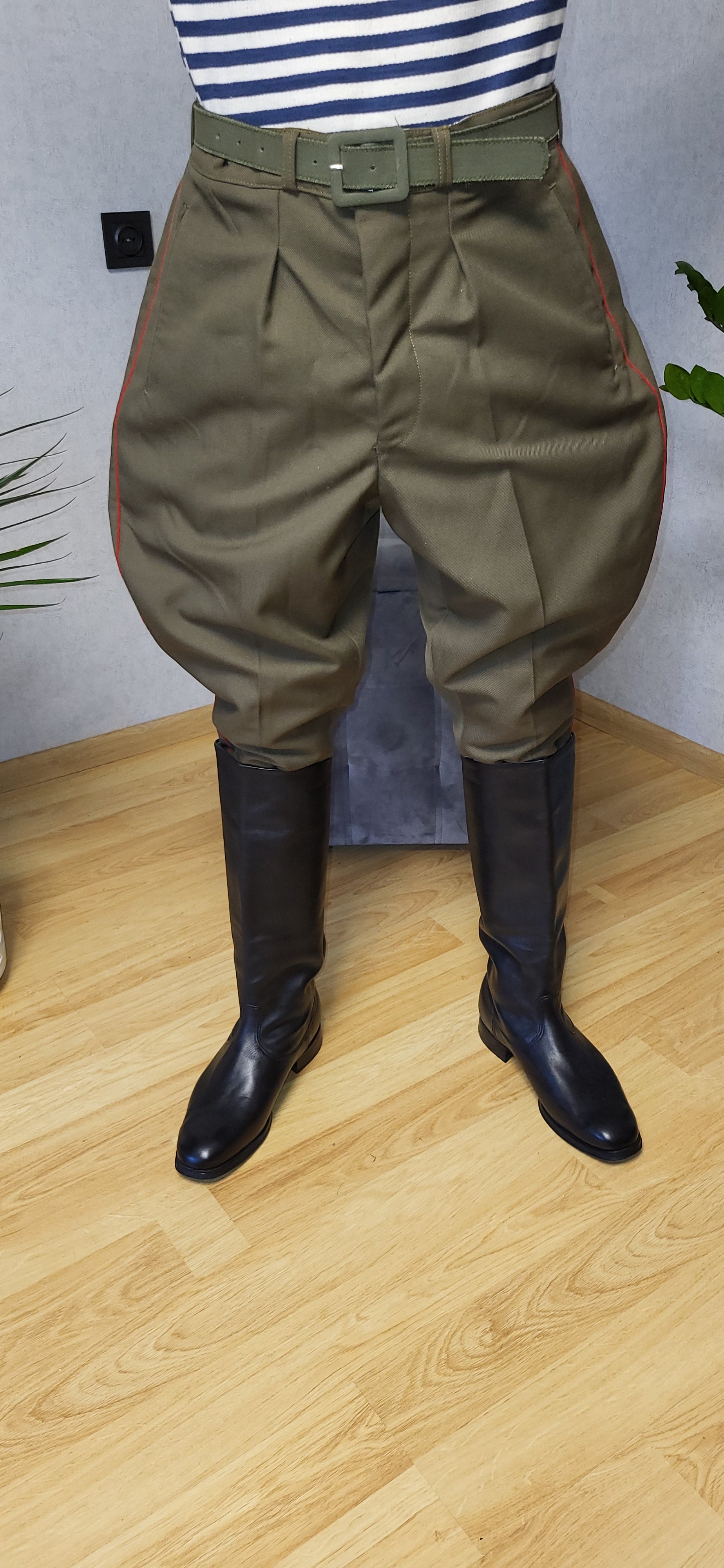 Vintage Soviet Breeches Khaki Wool Blend USSR Uniform Style Trousers
