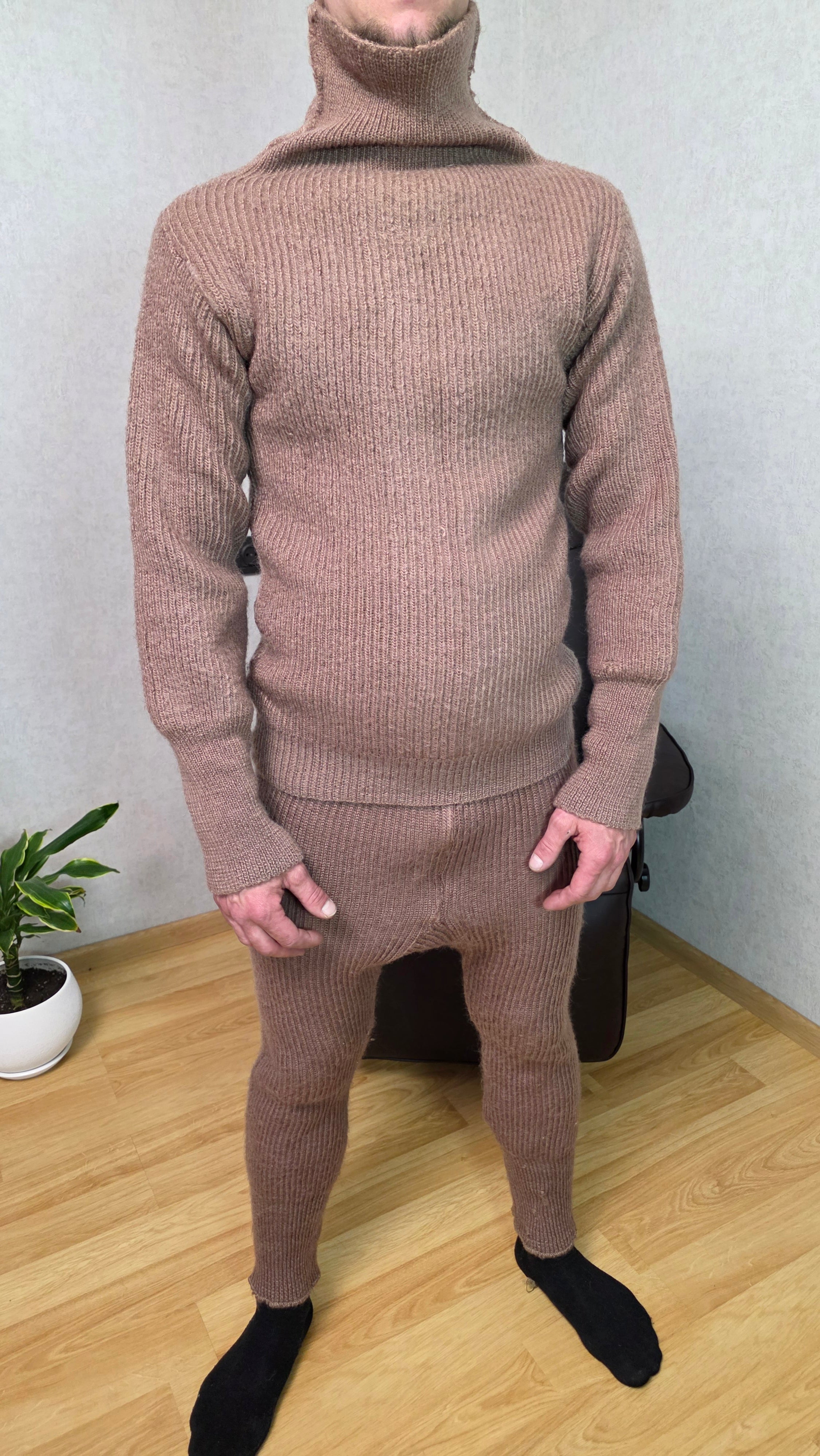 Vintage Soviet Camel Wool Thermal Underwear Set USSR Winter Base Layer