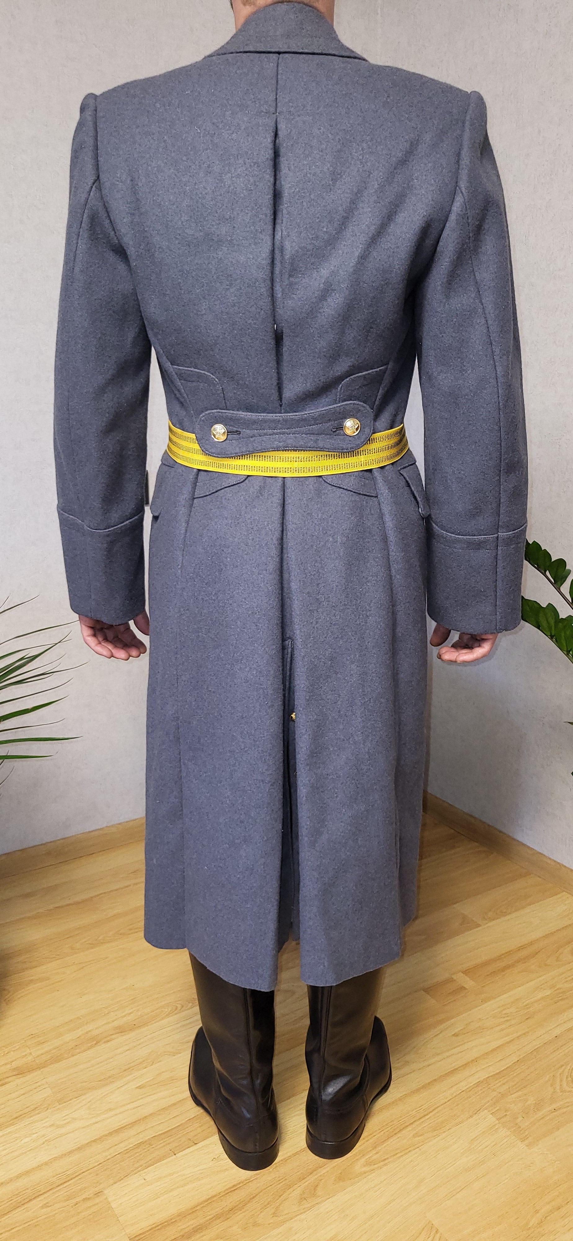 Vintage Soviet Gray Blue Wool Overcoat USSR Long Winter Coat