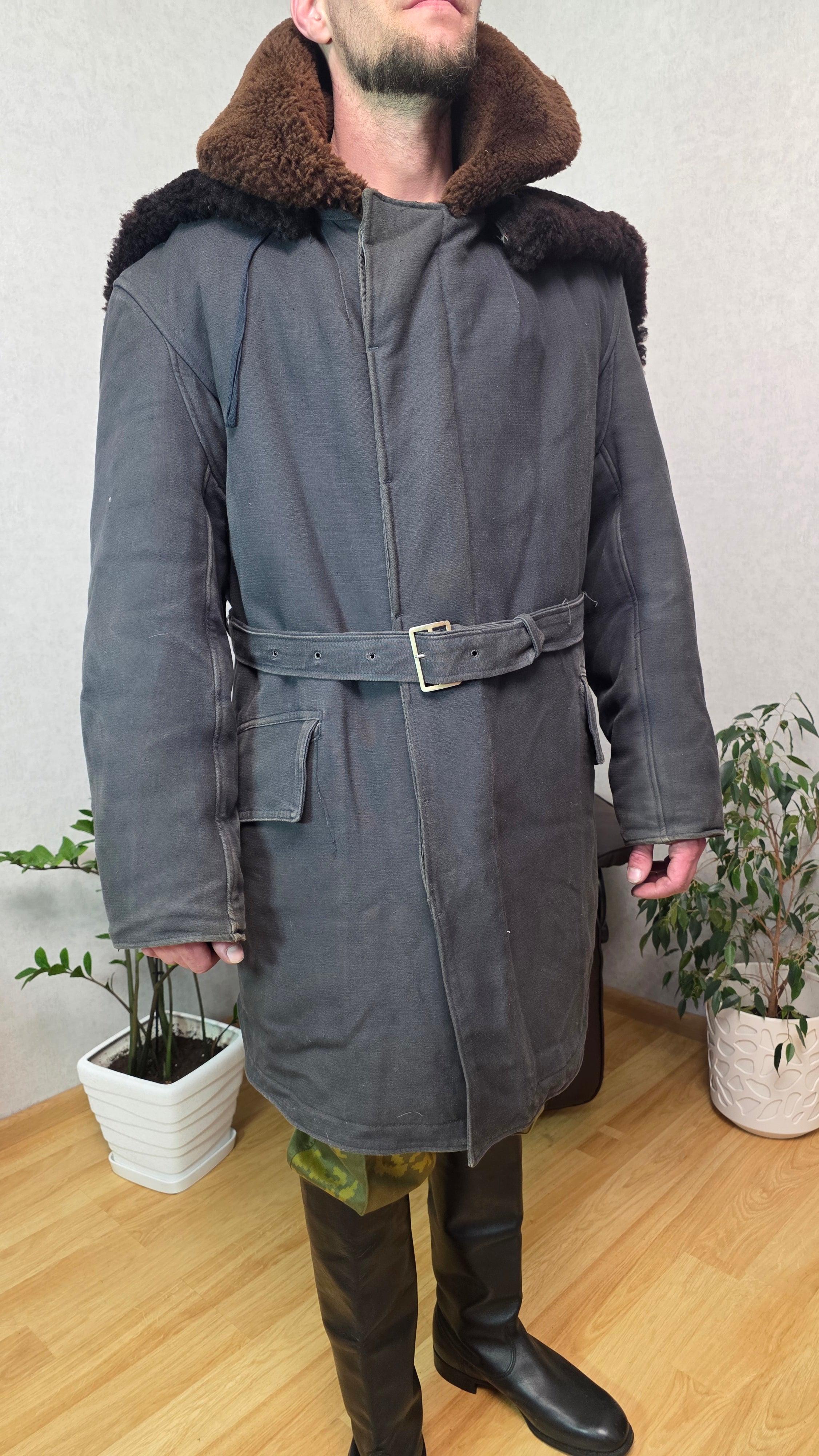 Vintage Soviet Kanadka Fur Jacket USSR Winter Technical Deck Outerwear