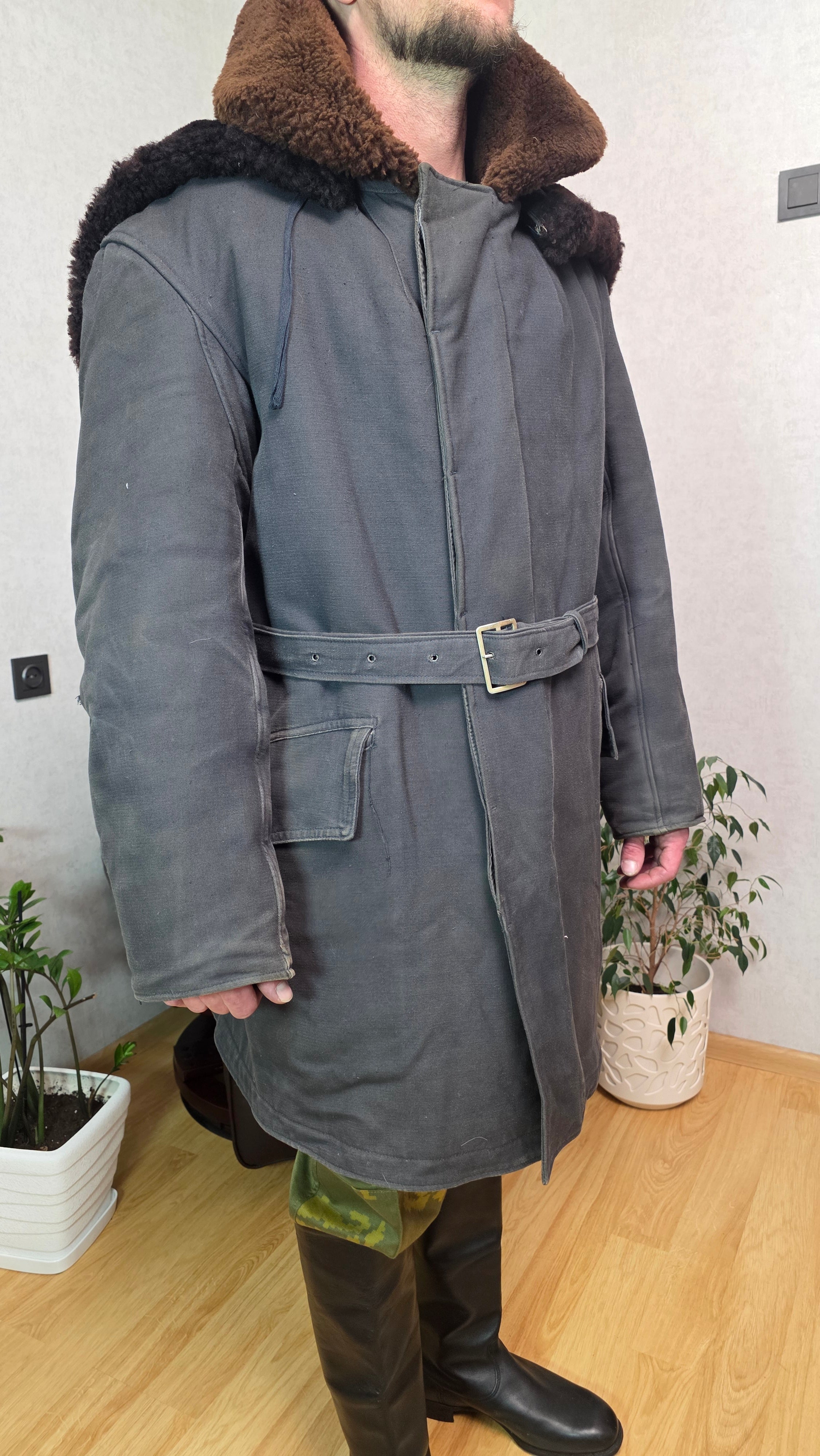 Vintage Soviet Kanadka Fur Jacket USSR Winter Technical Deck Outerwear