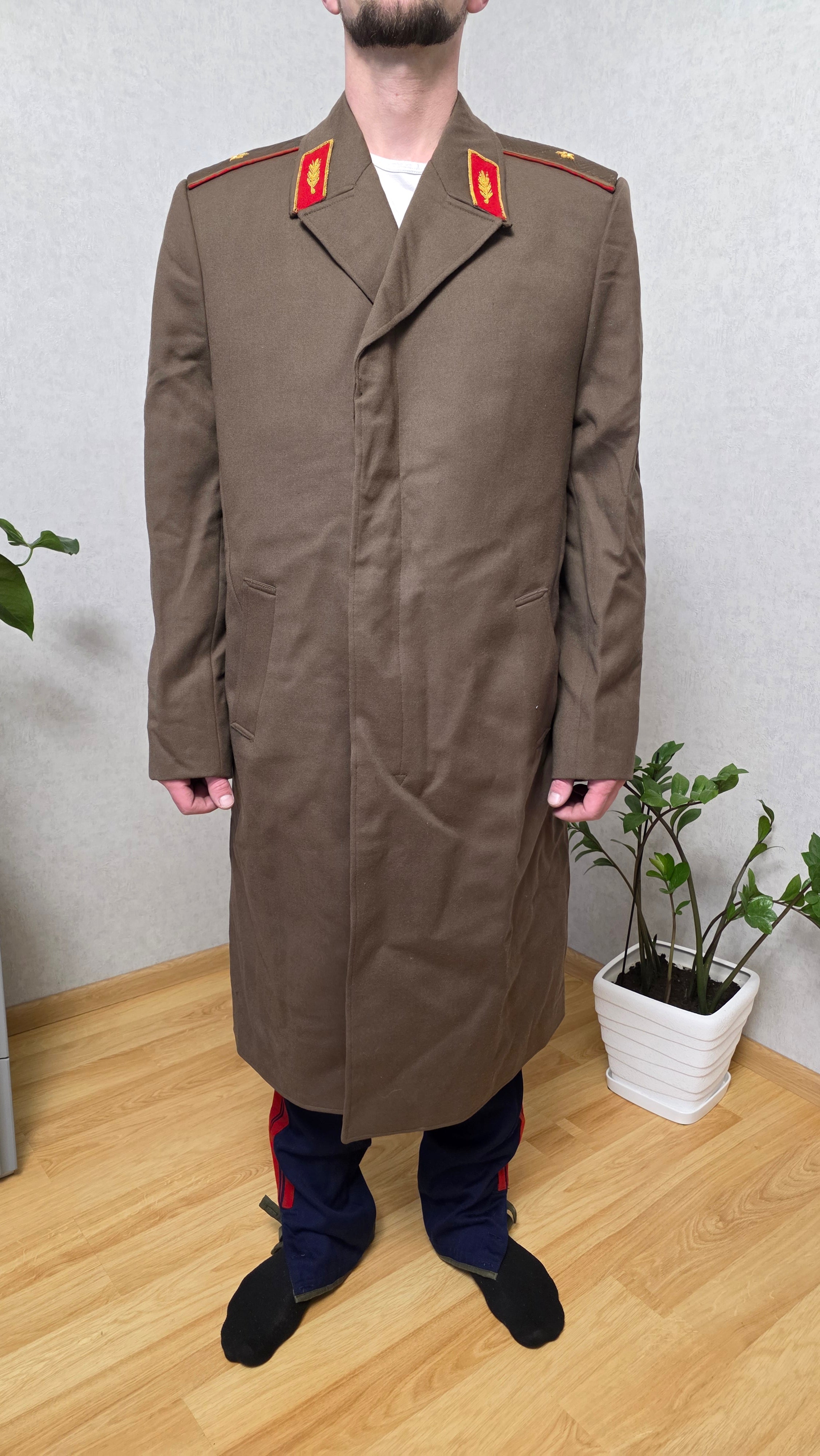 Vintage Soviet Khaki Wool Long Overcoat Rare Heritage Collector Coat