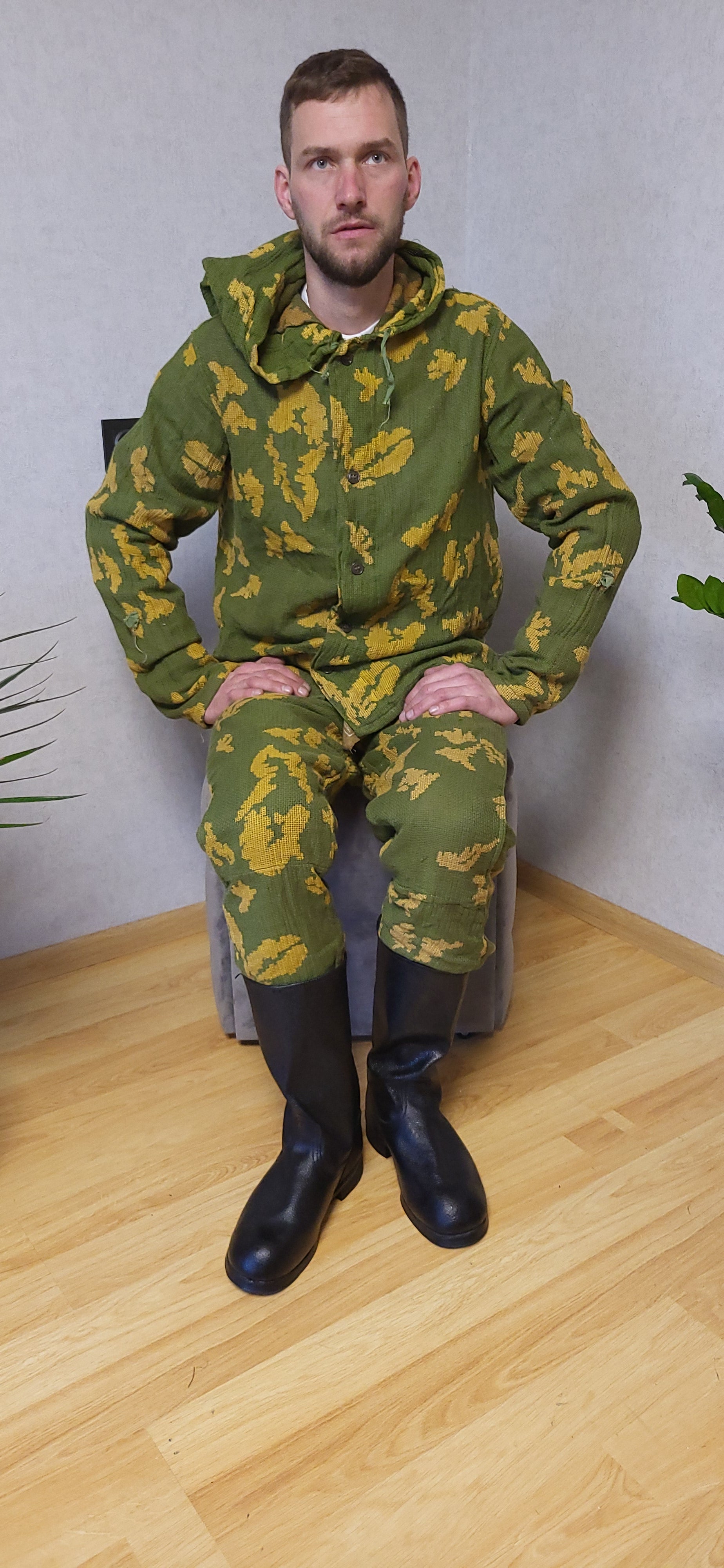 Vintage Soviet KZS Berezka Camouflage Net Suit Jacket Trousers Set - Legend Returns Vintage