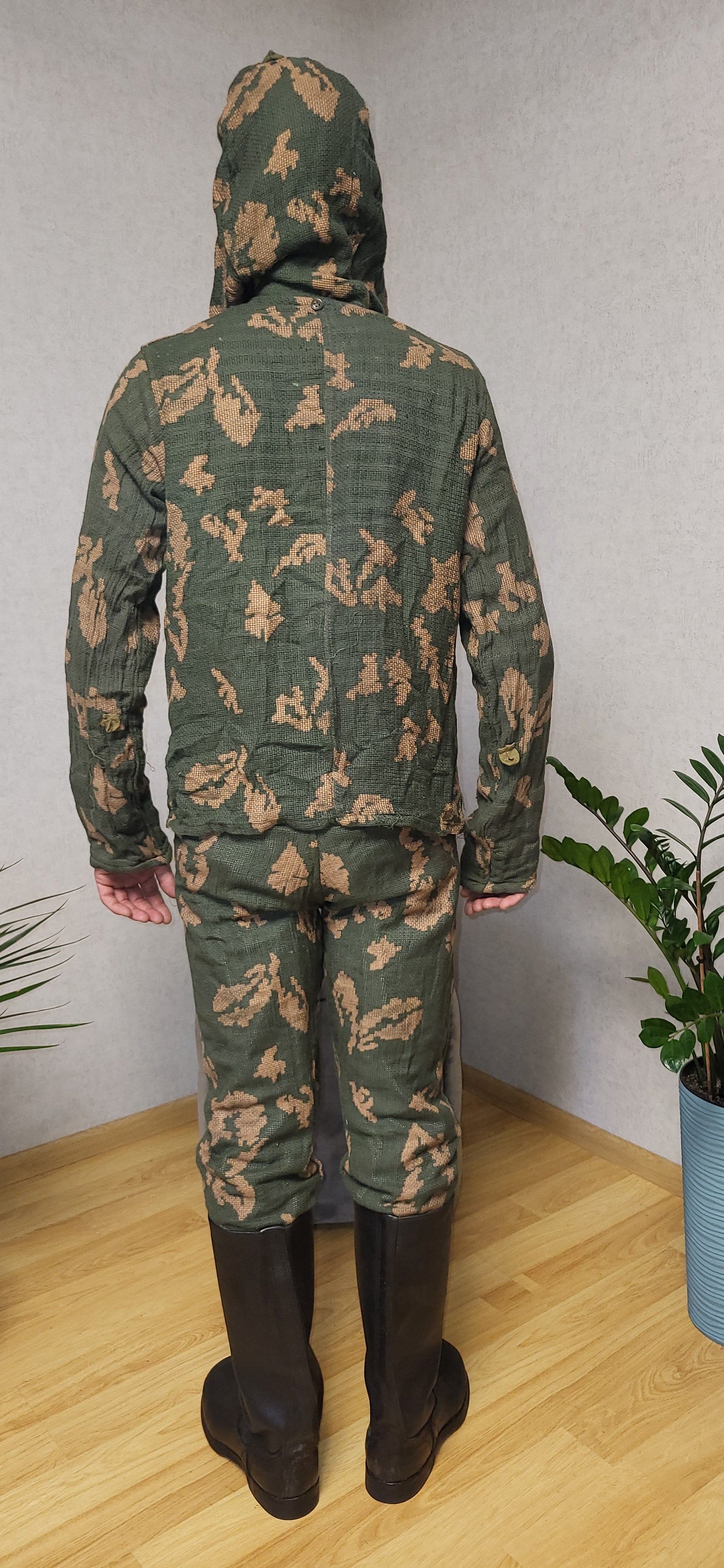 Vintage Soviet KZS Camouflage Suit USSR Berezka Pattern Hooded Oversuit Set