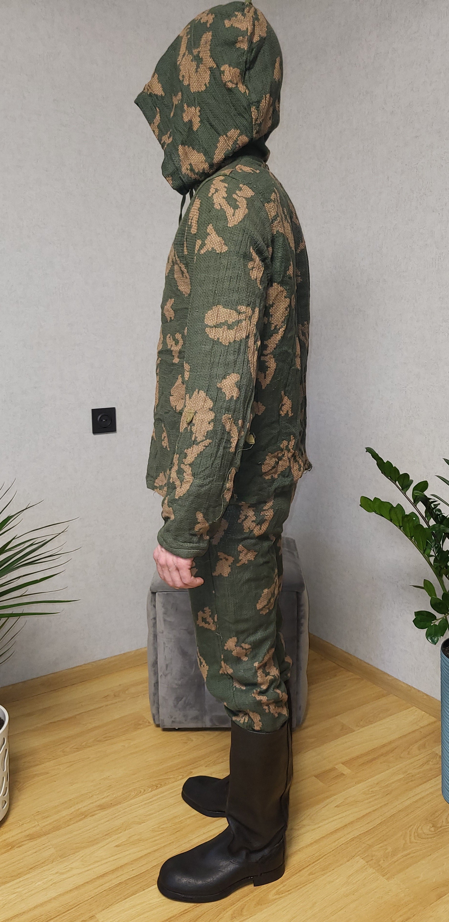 Vintage Soviet KZS Camouflage Suit USSR Berezka Pattern Hooded Oversuit Set