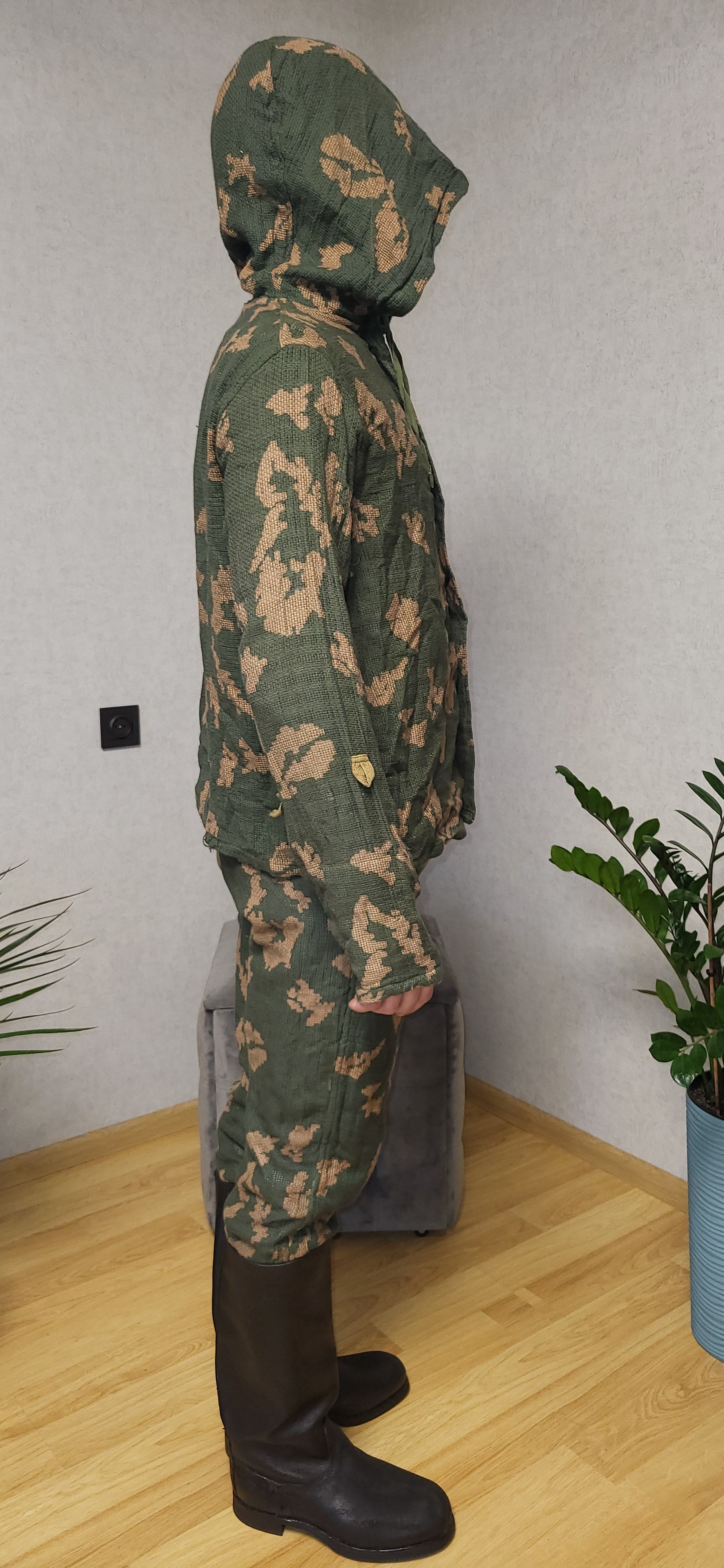 Vintage Soviet KZS Camouflage Suit USSR Berezka Pattern Hooded Oversuit Set