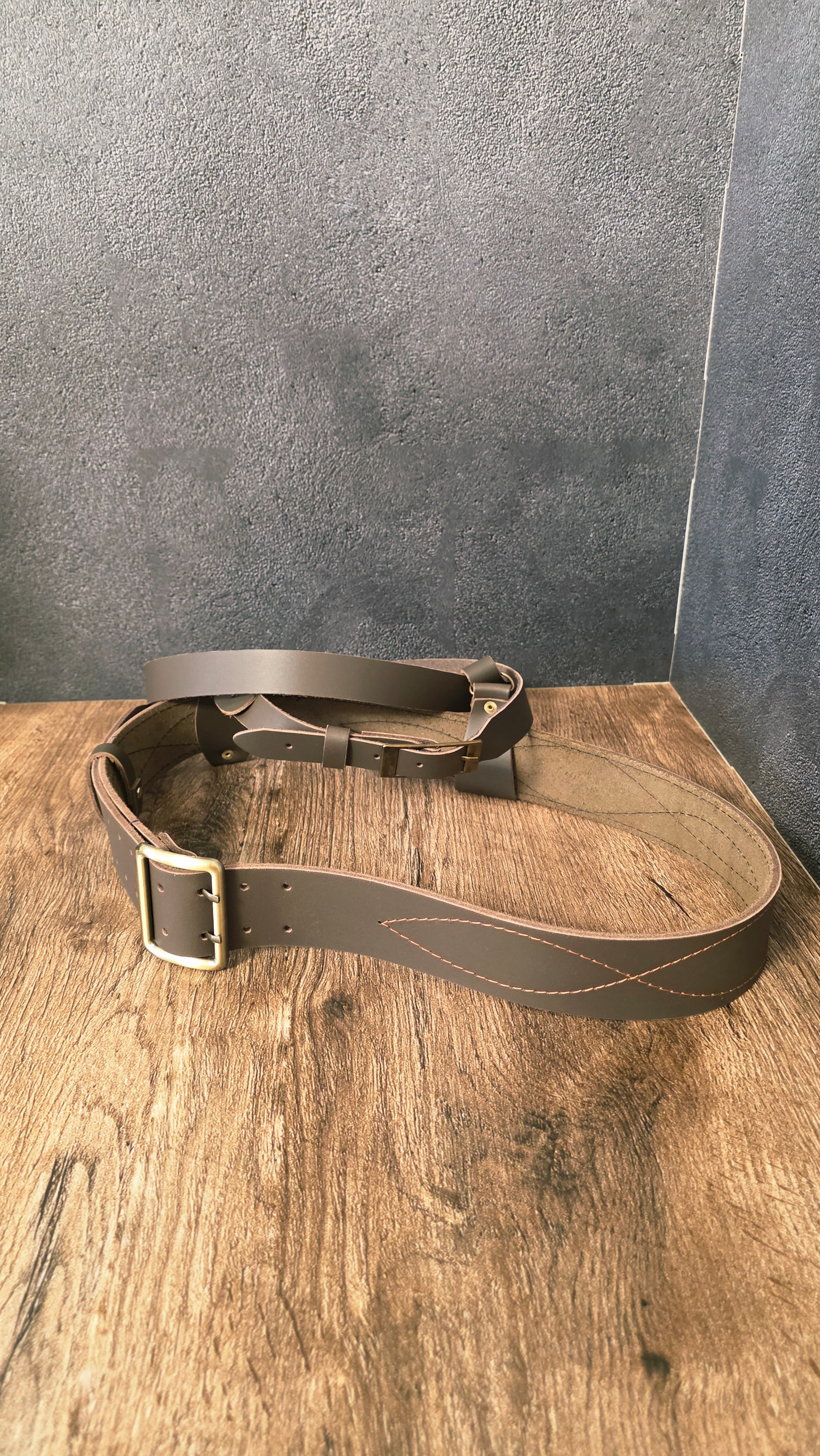 Vintage Soviet Leather Belt With Shoulder Strap Brown Officer Style Harness
