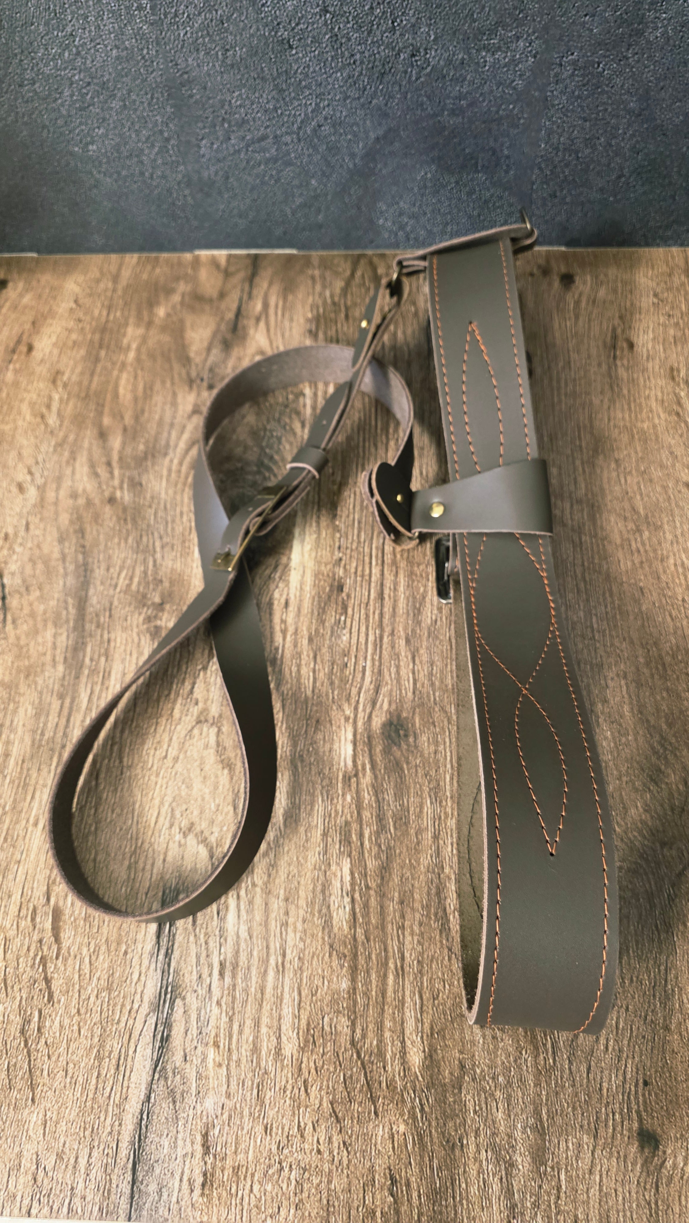 Vintage Soviet Leather Belt With Shoulder Strap Brown Officer Style Harness