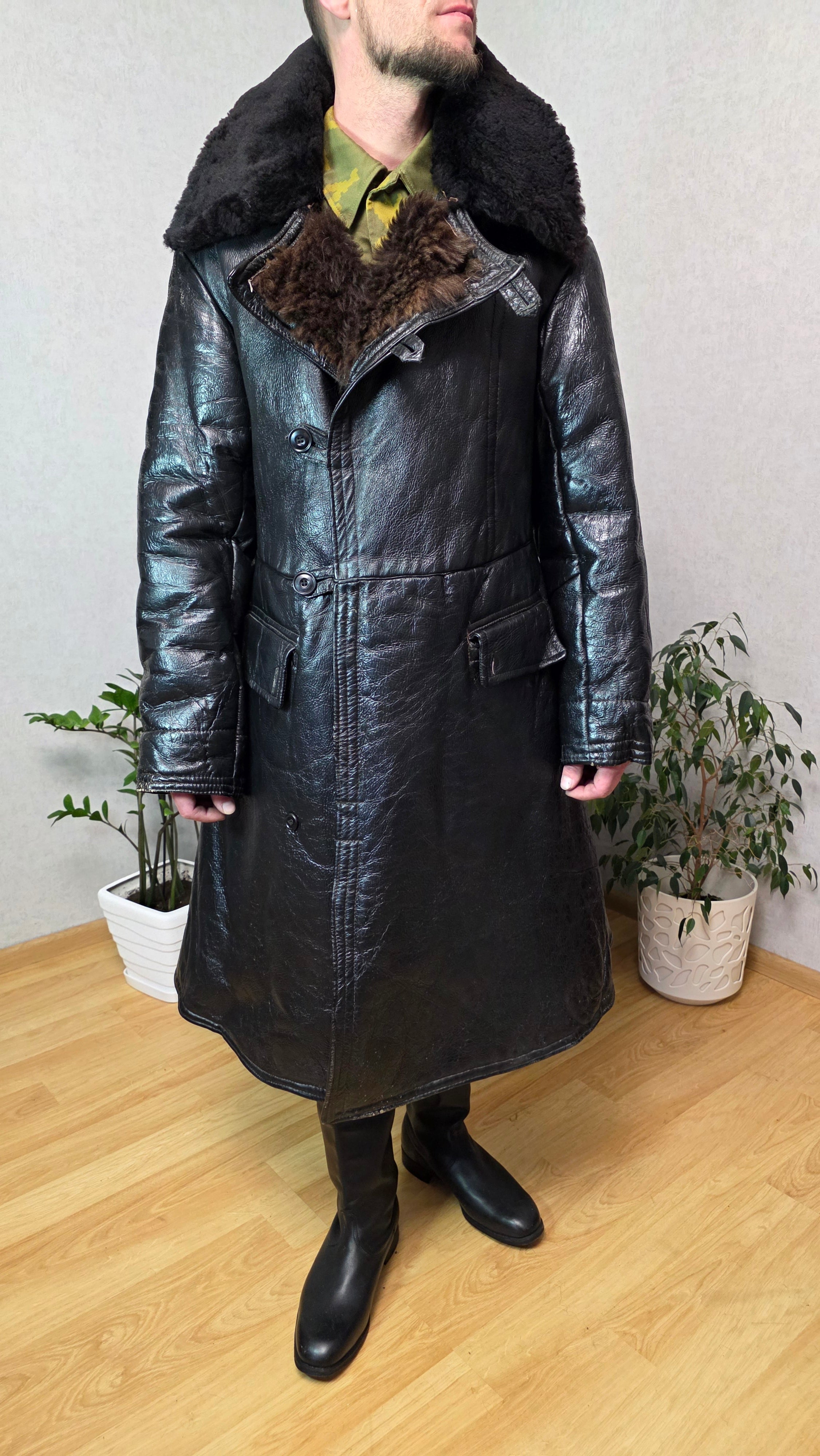 Vintage Soviet Polar Bekesha USSR Naval Arctic Winter Sheepskin Coat