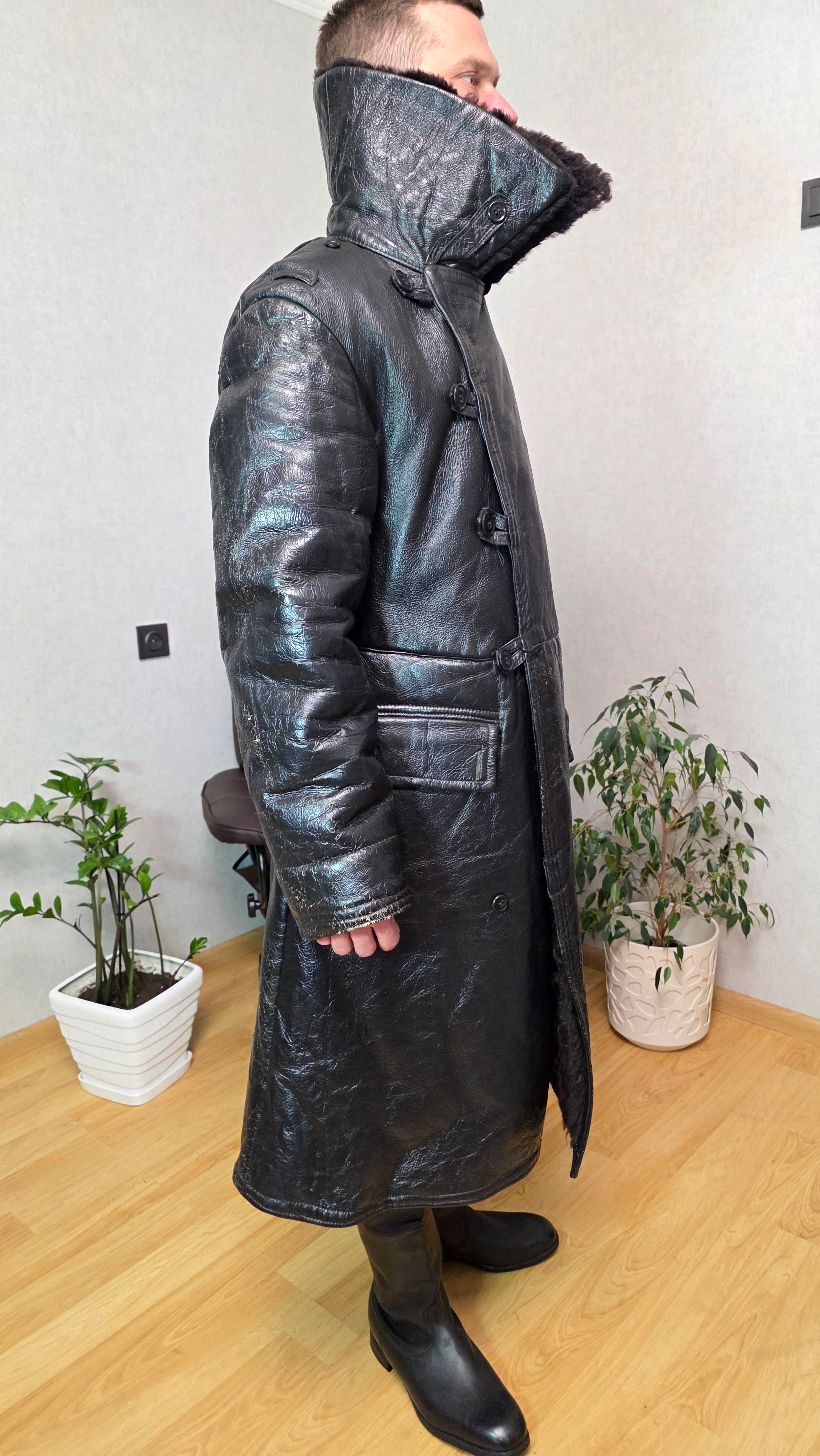 Vintage Soviet Polar Bekesha USSR Naval Arctic Winter Sheepskin Coat
