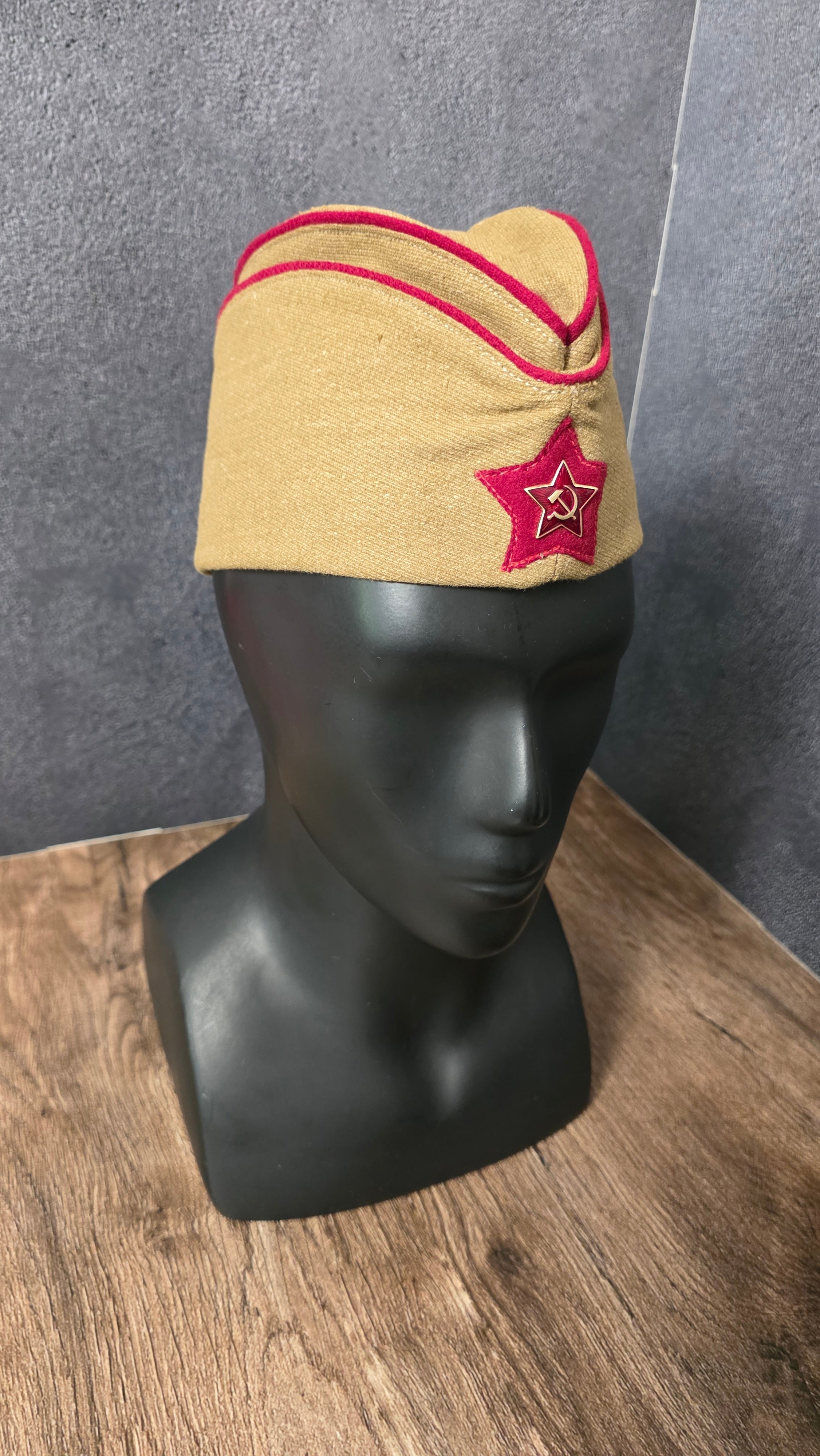 Vintage Soviet RKKA Pilotka Side Cap Sand Color №2