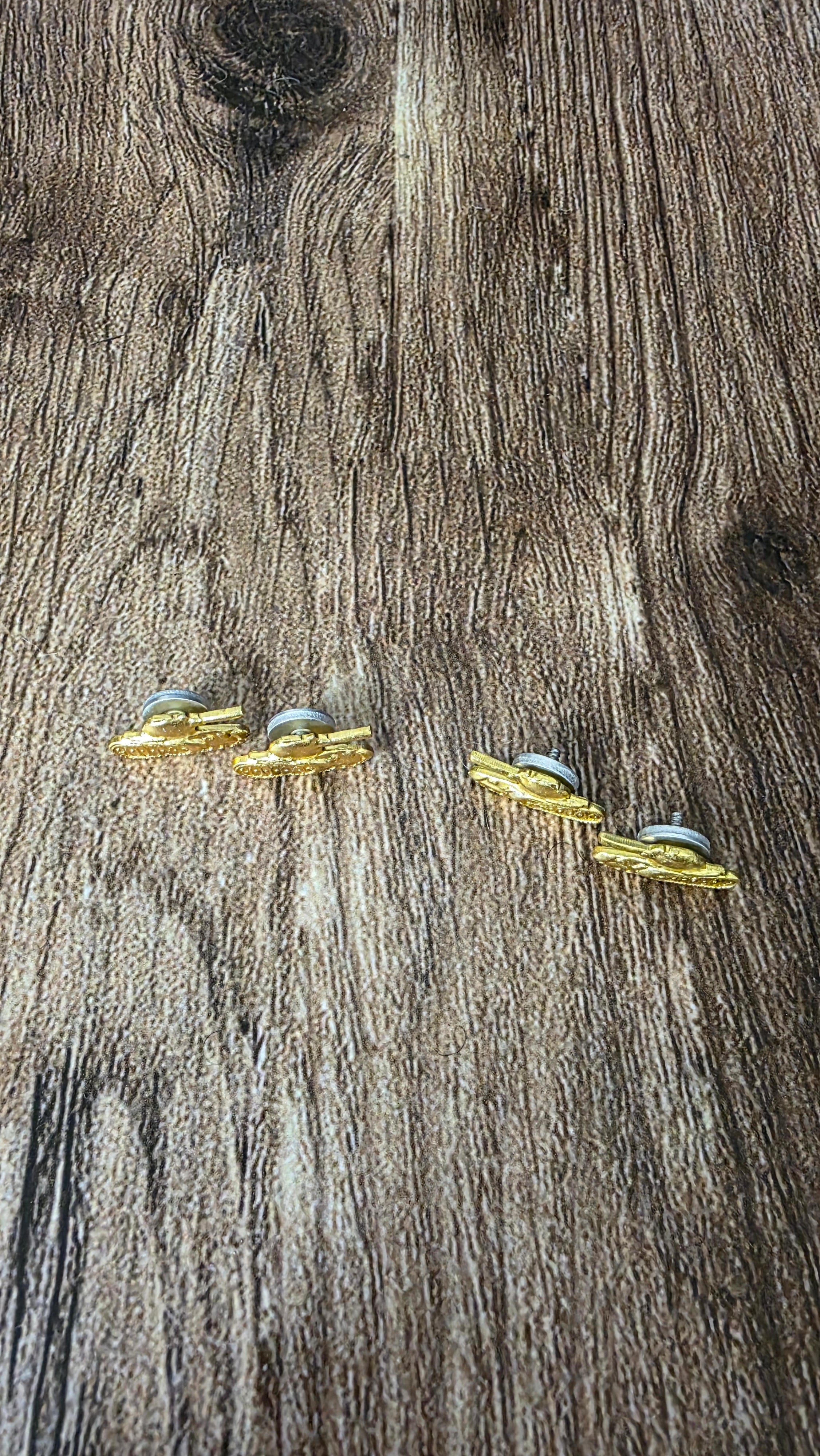 Vintage Soviet Tank Collar Pins USSR Brass Uniform Style Collectible Badge Set