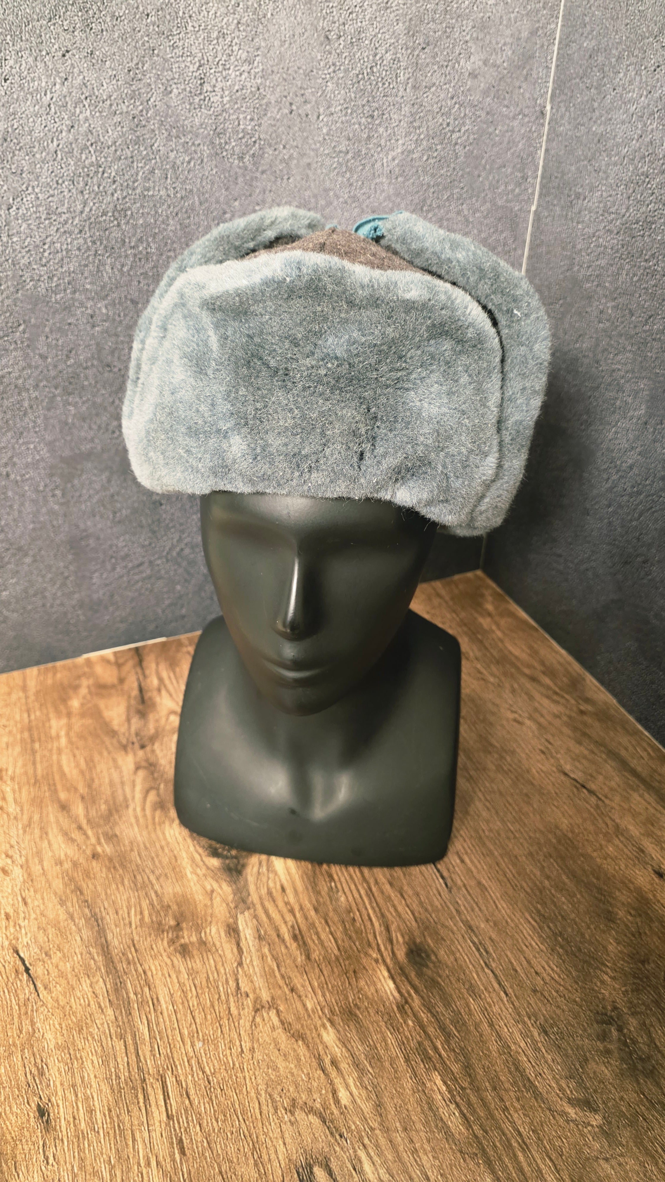 Vintage Soviet Ushanka Hat USSR Winter Wool Cap Gray Faux Fur Ear Flap Hat