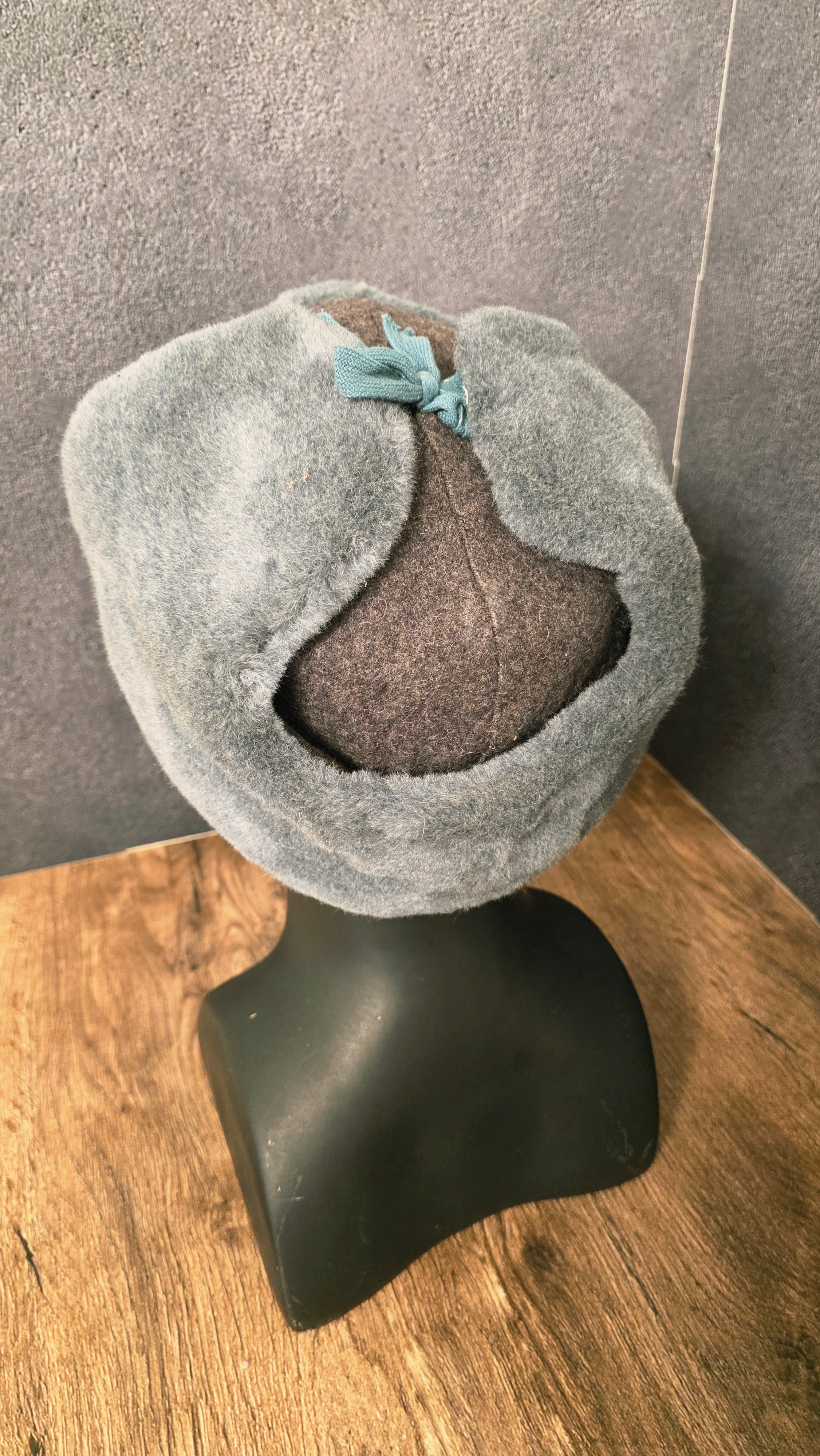 Vintage Soviet Ushanka Hat USSR Winter Wool Cap Gray Faux Fur Ear Flap Hat