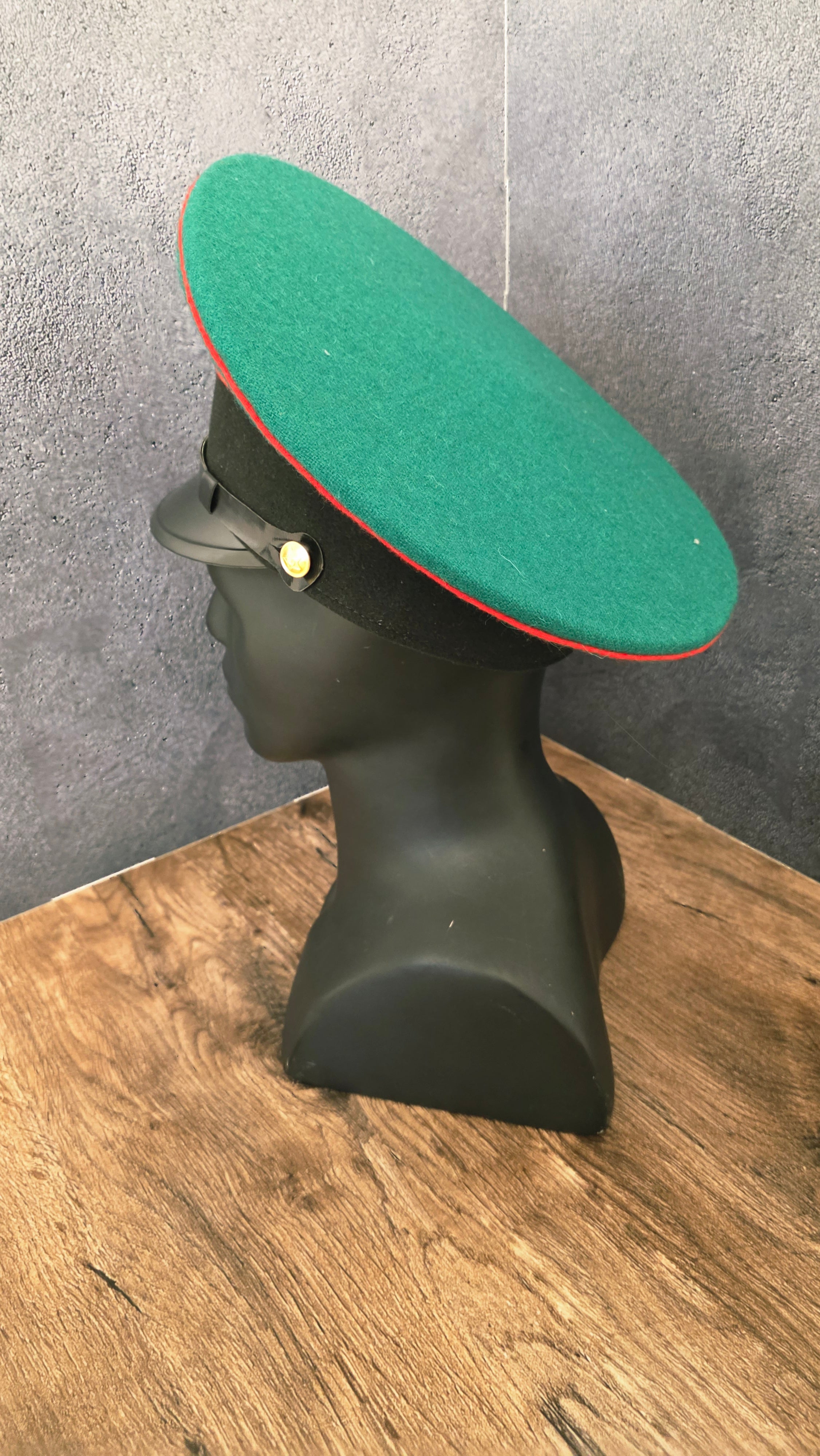 Vintage Soviet USSR Border Guard Visor Cap Green Crown Red Piping KGB PV