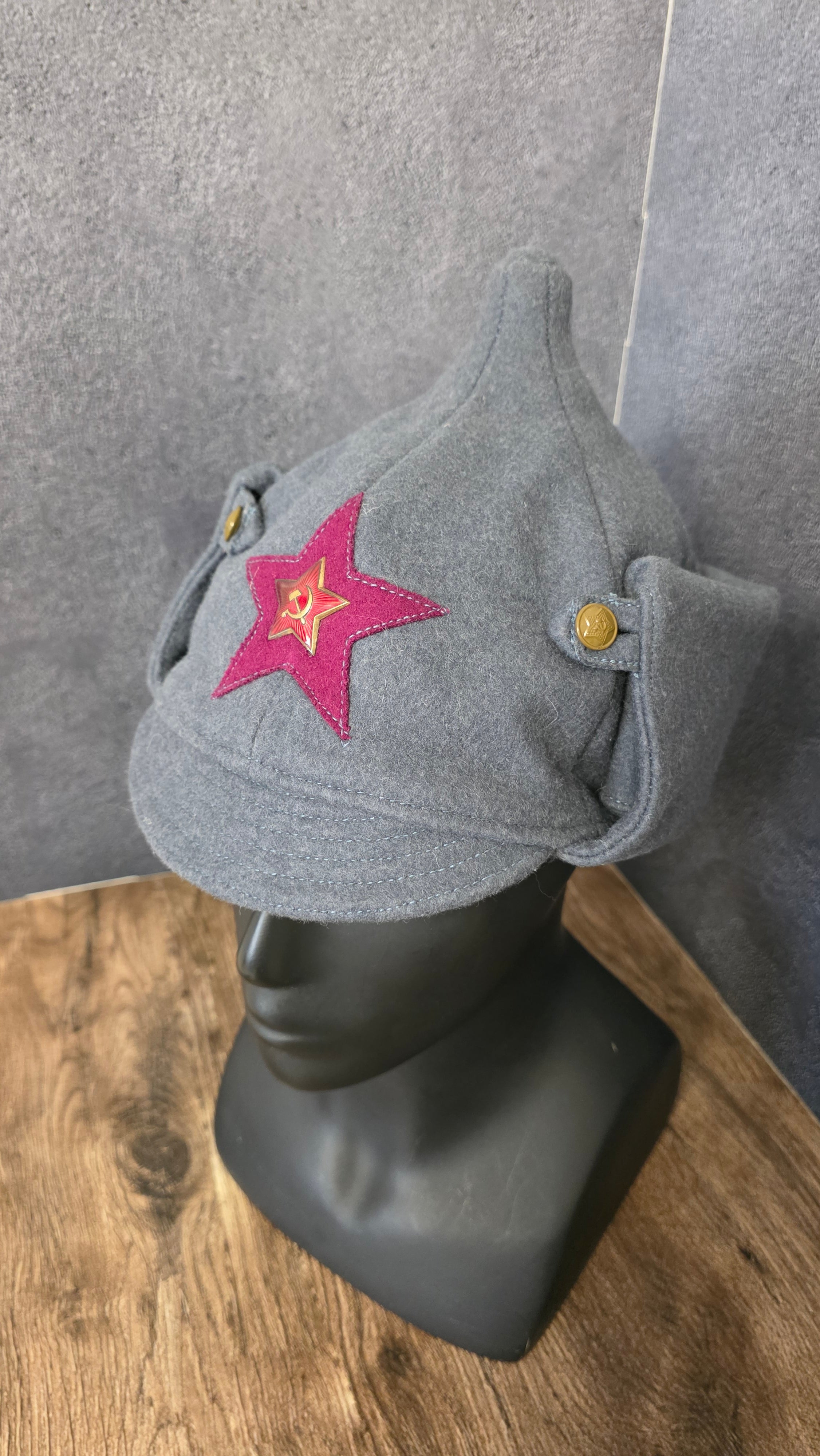 Vintage Soviet USSR Budenovka Hat RKKA Red Army Winter Wool Helmet Cap