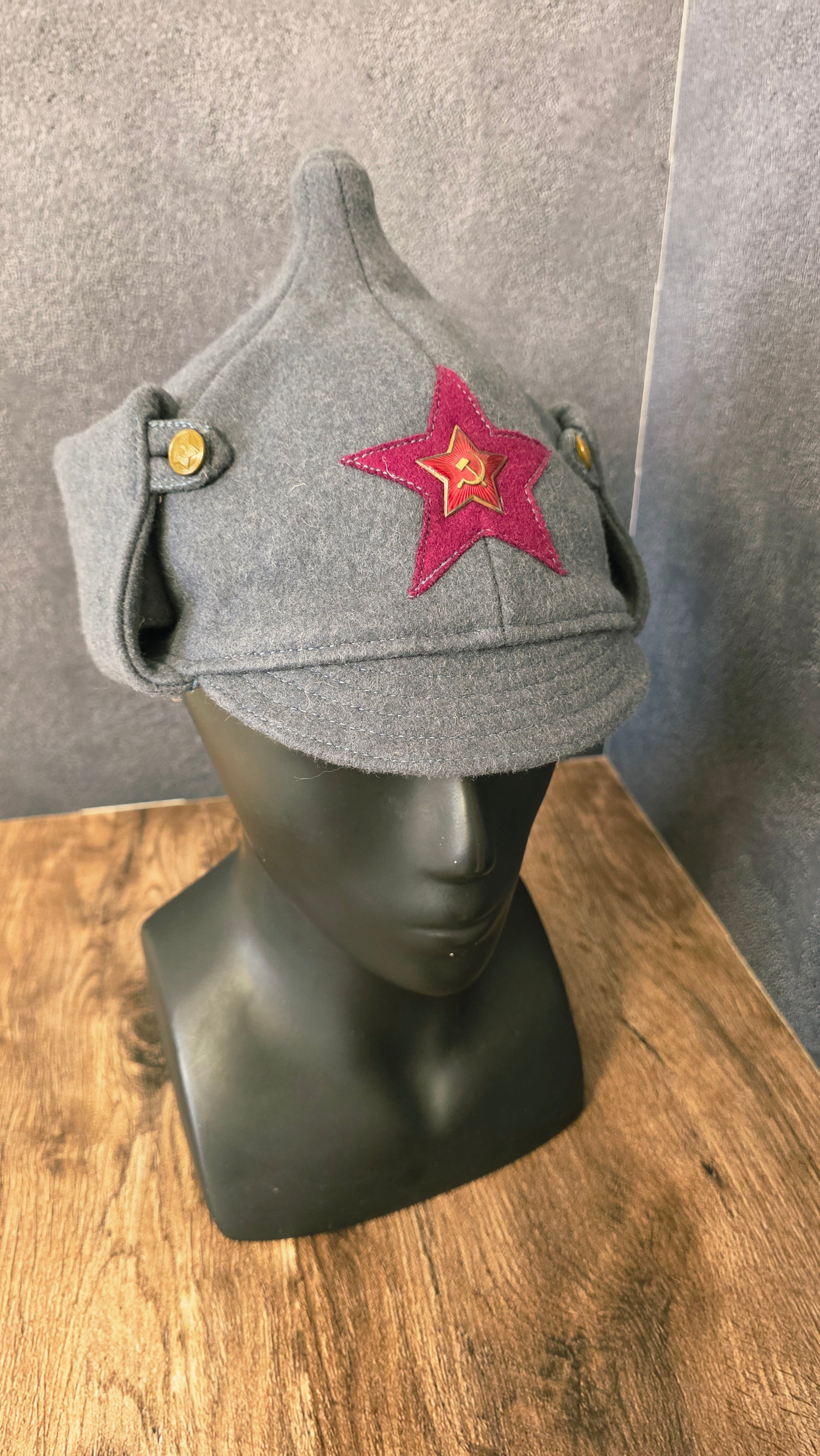 Vintage Soviet USSR Budenovka Hat RKKA Red Army Winter Wool Helmet Cap