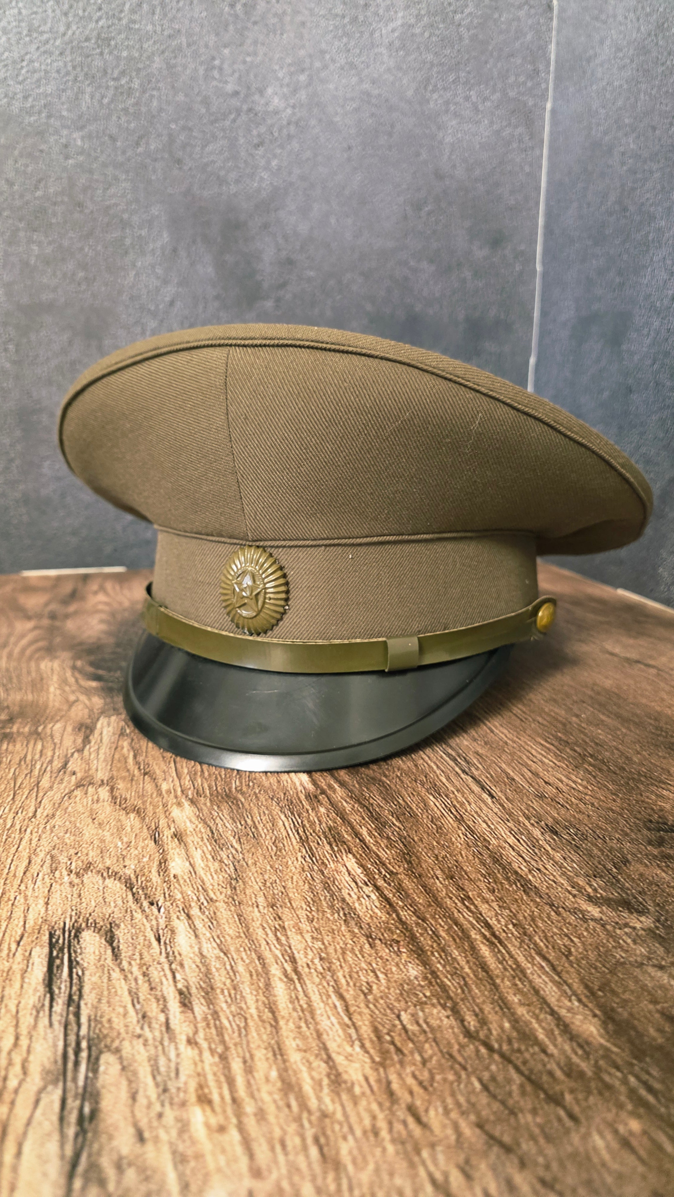 Vintage Soviet USSR Field Visor Cap 1969 Pattern Khaki Officer Service Hat