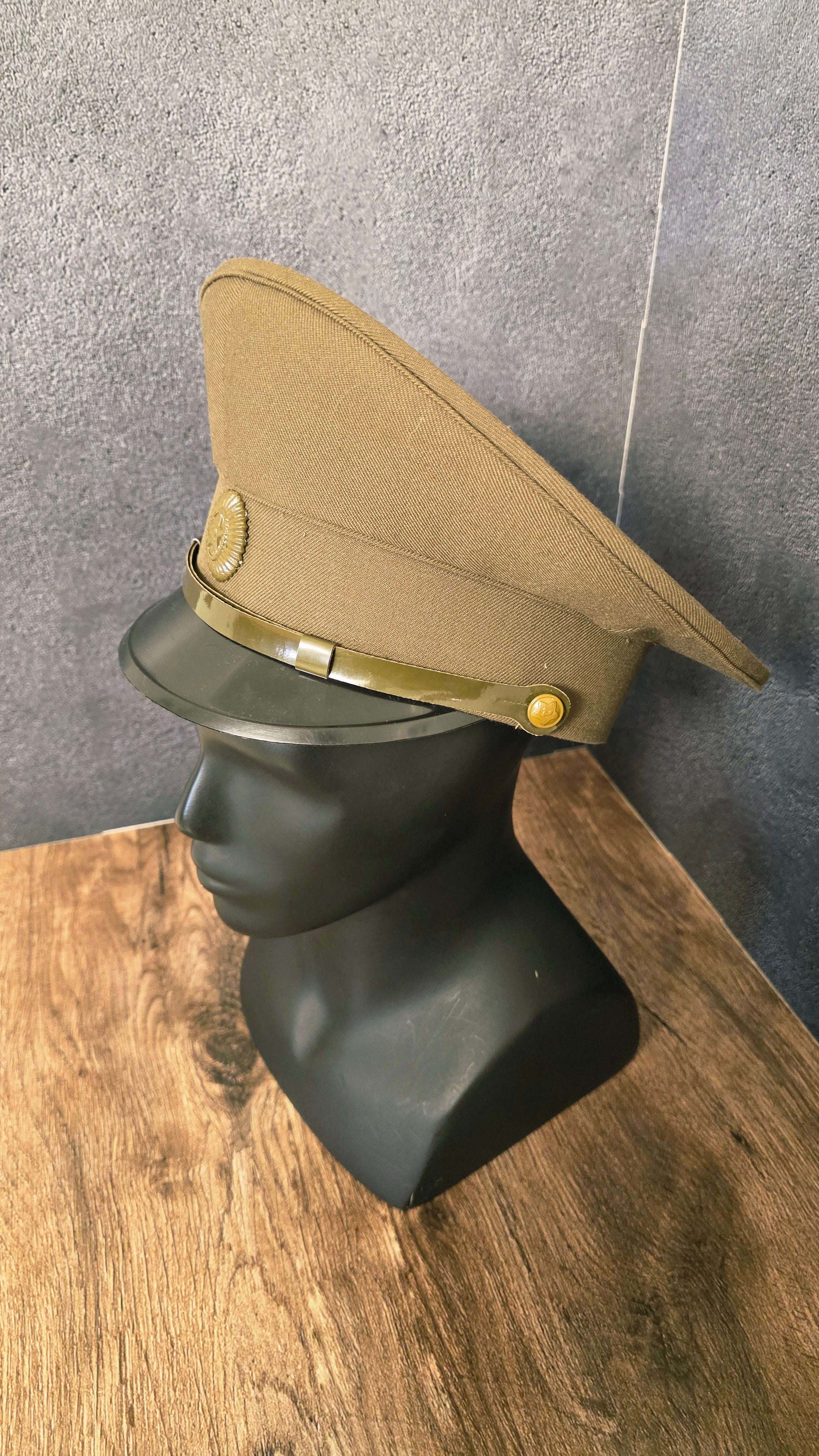 Vintage Soviet USSR Field Visor Cap 1969 Pattern Khaki Officer Service Hat