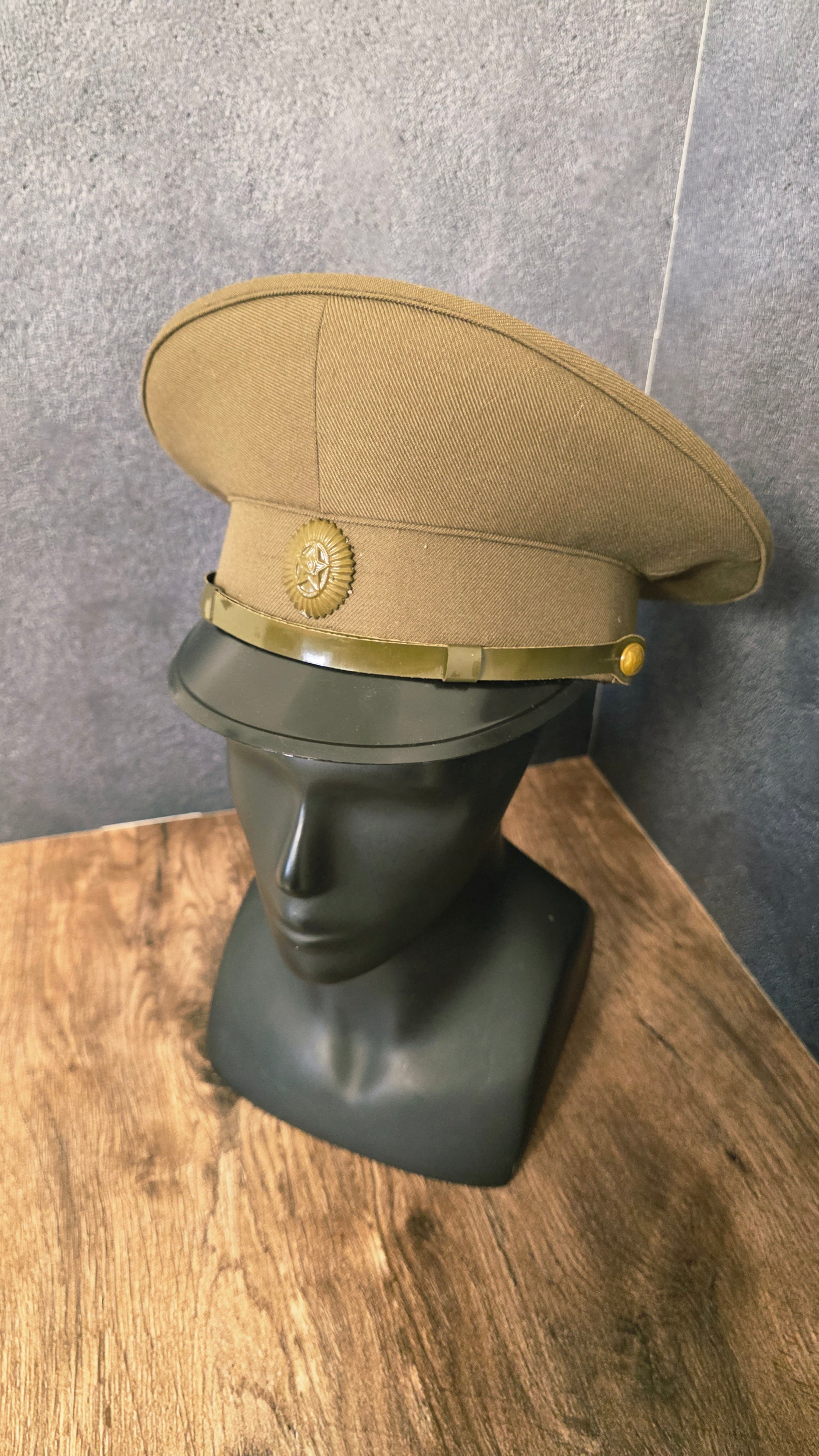 Vintage Soviet USSR Field Visor Cap 1969 Pattern Khaki Officer Service Hat