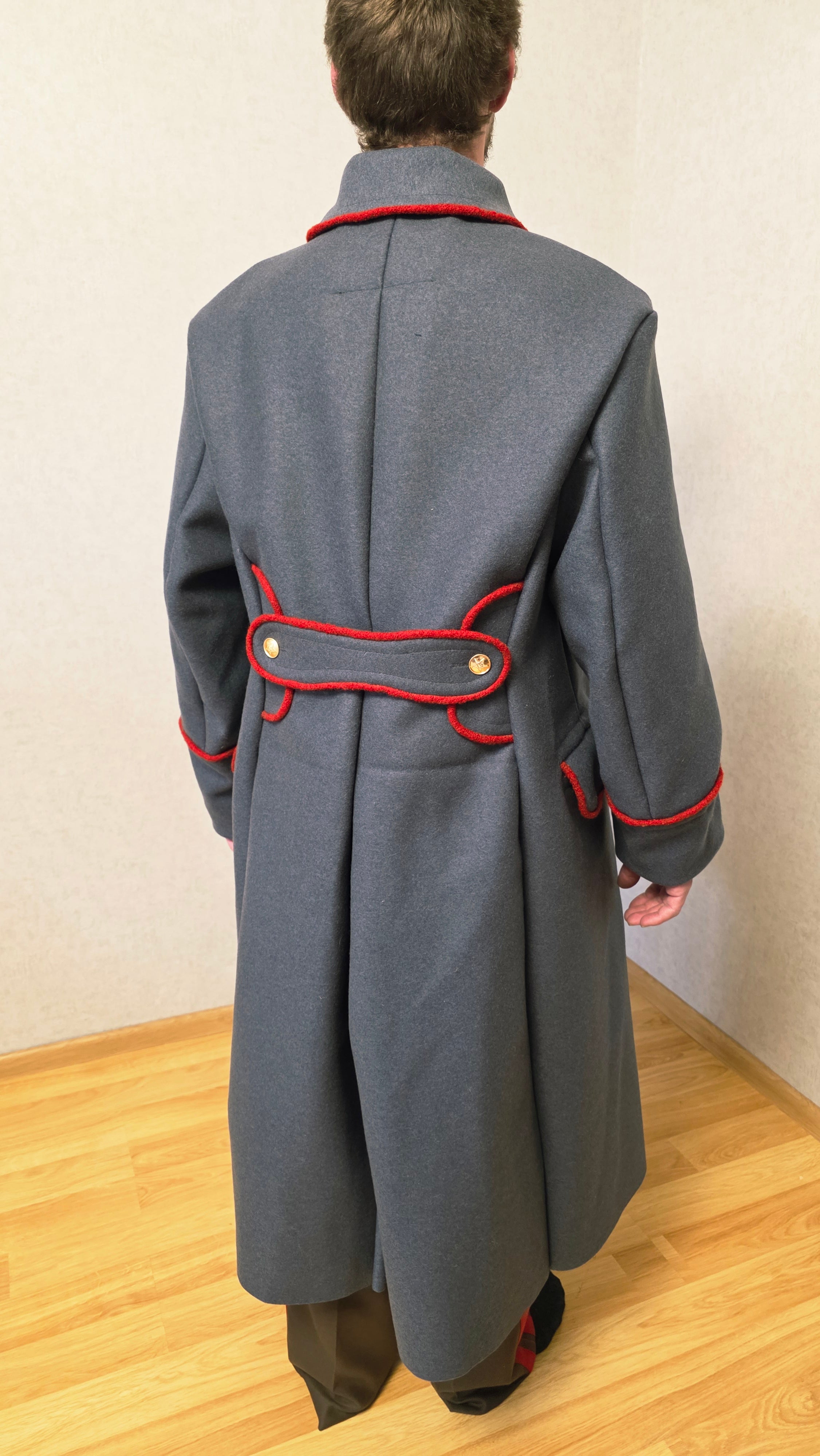 Vintage Soviet USSR General Officer Wool Overcoat Red Trim Coat