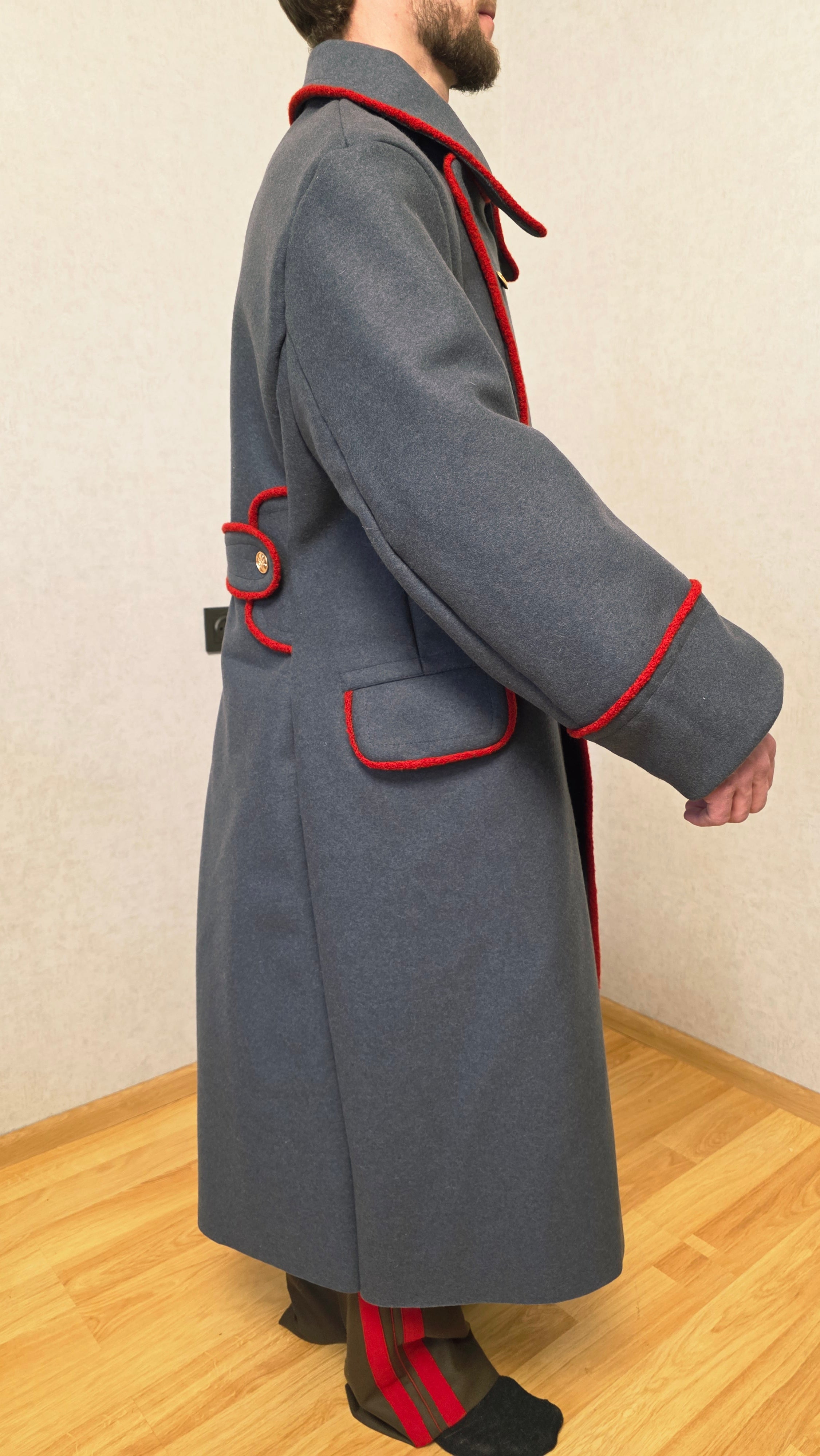 Vintage Soviet USSR General Officer Wool Overcoat Red Trim Coat