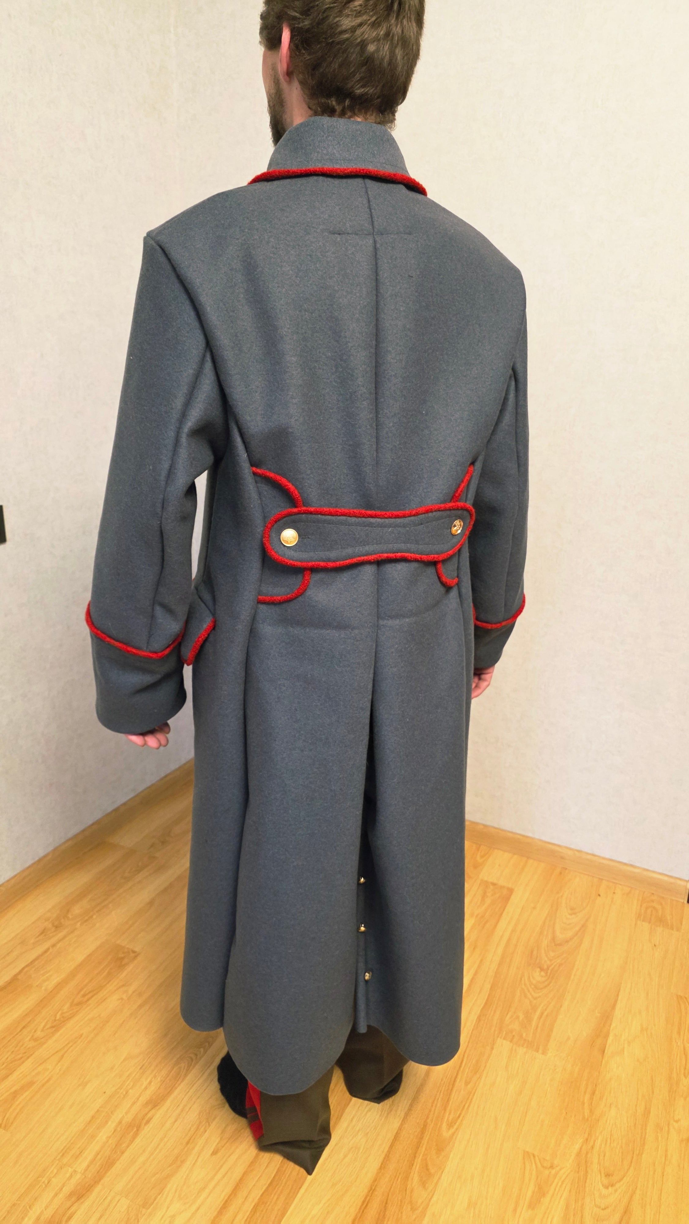 Vintage Soviet USSR General Officer Wool Overcoat Red Trim Coat