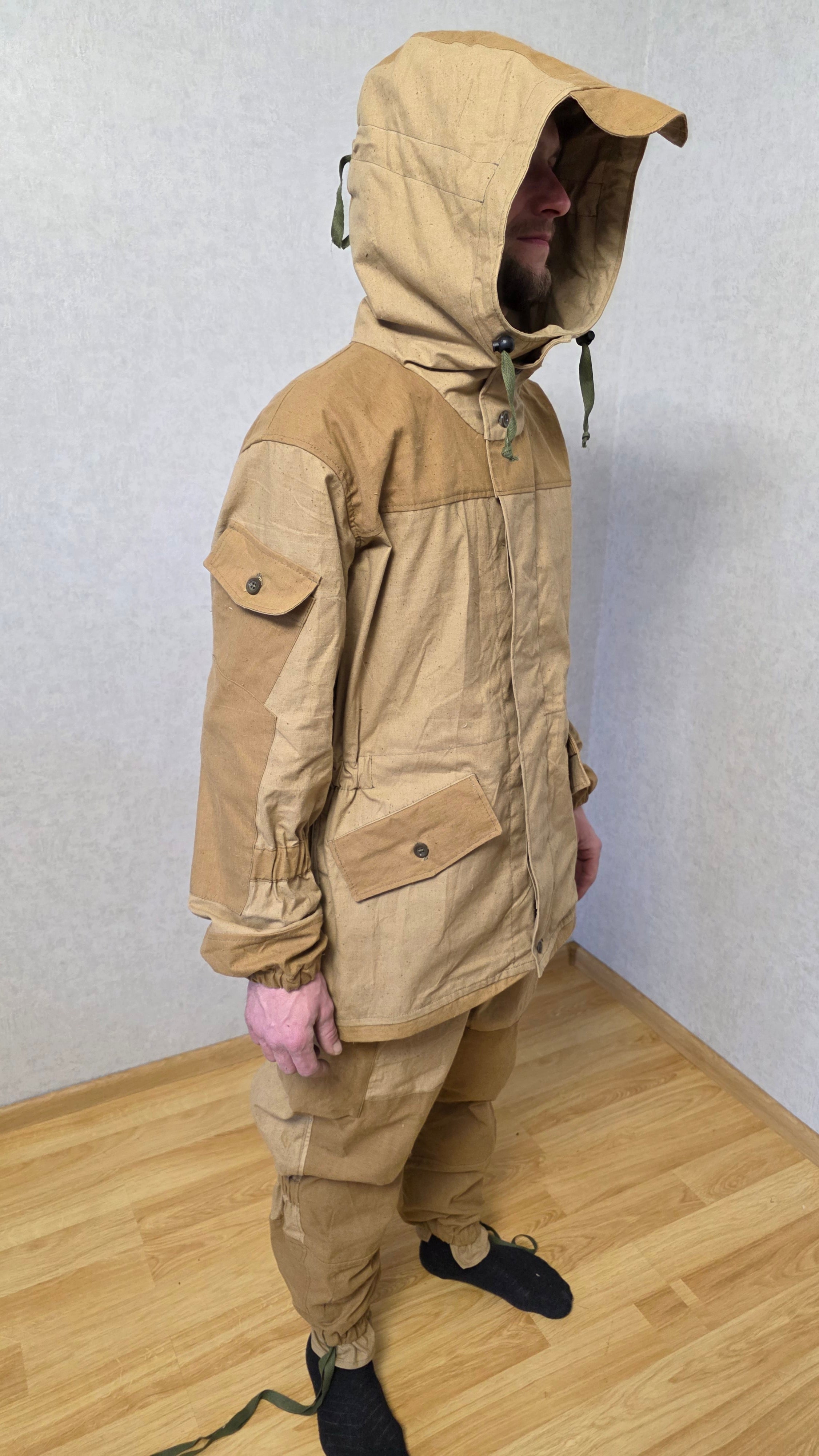 Vintage Soviet USSR Gorka Suit Set Sand Outdoor Outfit With Suspenders